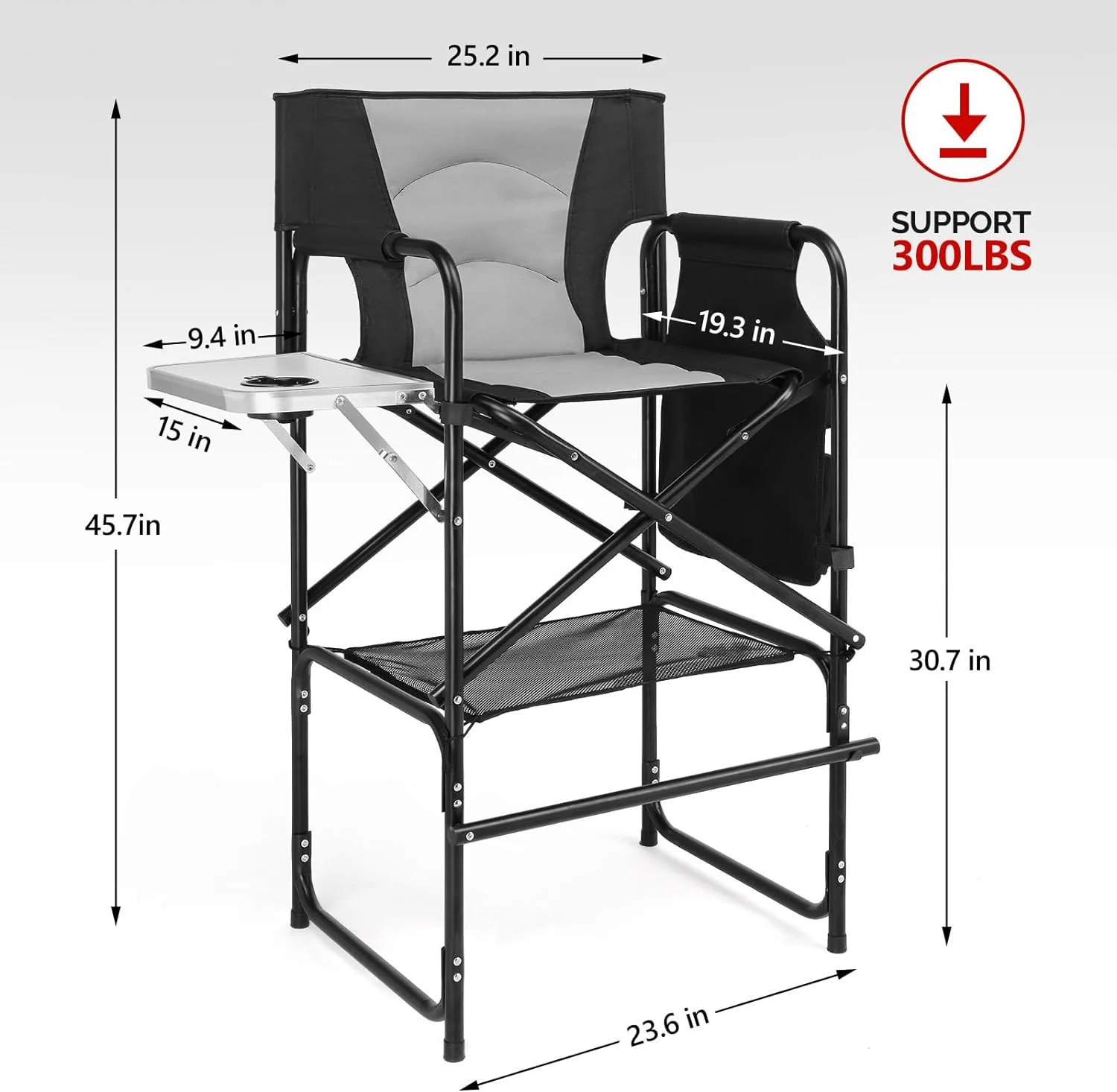 YPNLZQ 26" Tall Directors Camping Chair Folding with  Portable    Height  Aluminum Frame 300 lbs Capacity