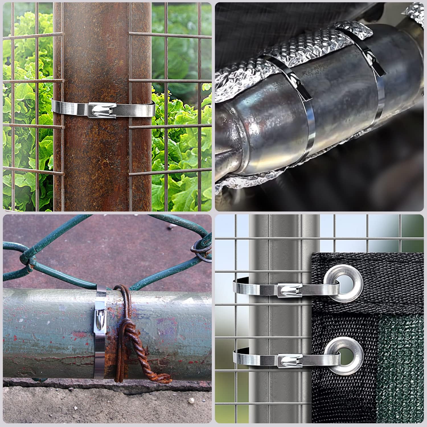 Stainless Steel Cable Tie Gun, Special Tool For Fastening And Cutting Metal Cable Ties, With 150pcs 11.8in Uv Resistant Stainless Steel Cable Ties For Fence Exhaust Pipe Outdoor.