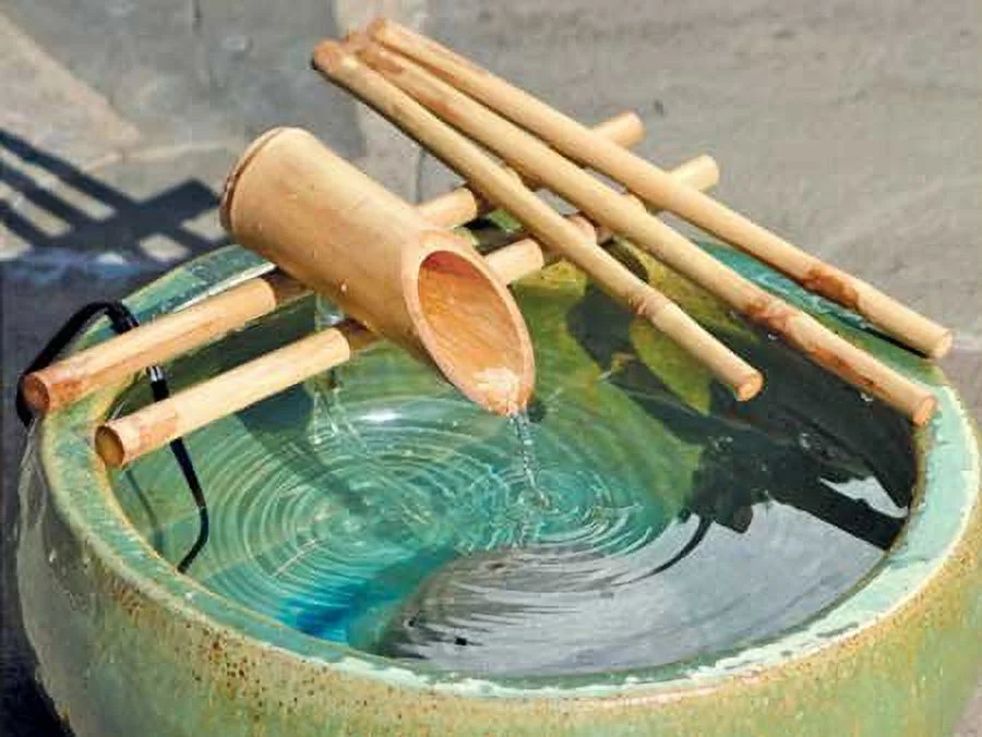 Bamboo Accents Low-Profile Water Fountain for Garden, Indoor/Outdoor Fountain, 12” Wide Five-Arm Style Base, Smooth Split Resistant Bamboo Fits 10