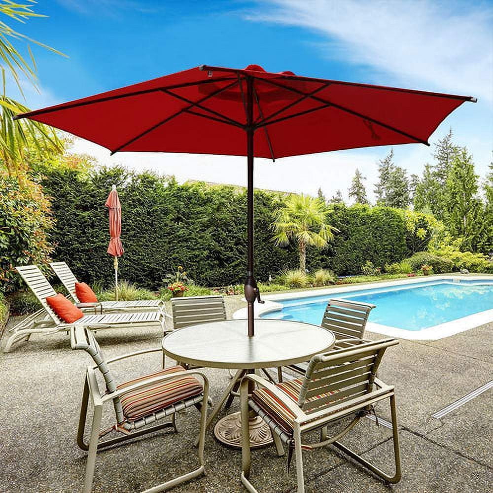 Abba Patio 9ft Round Lyon Outdoor Market Patio Umbrella,6 Ribs-Dark Red