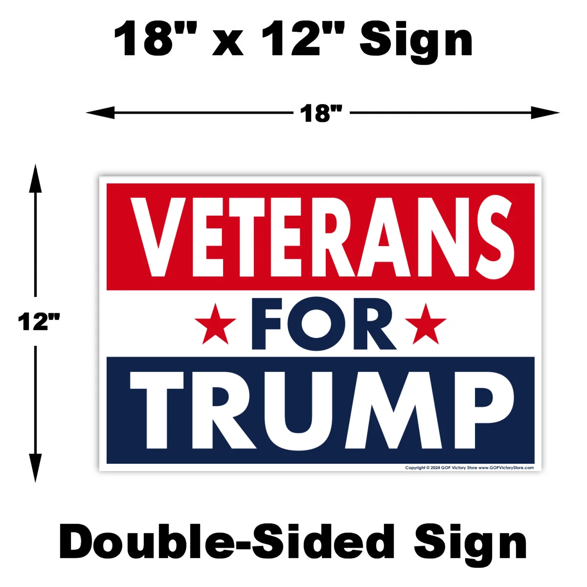 (3-Pack) Donald Trump 2024 Yard Sign, Military Veterans For Trump, 18