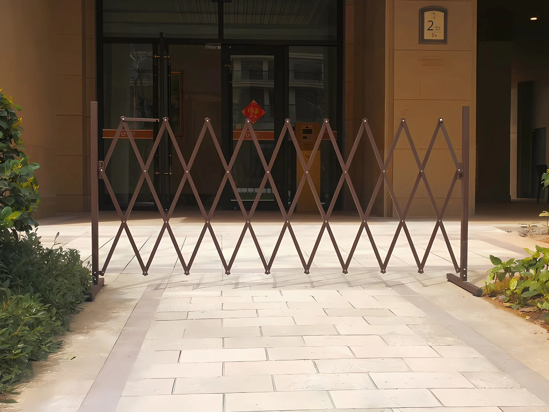 Expandable Garden Security Fence Gate for Pets - Aluminum Barrier, Traffic and Pet Barrier, Adjustable