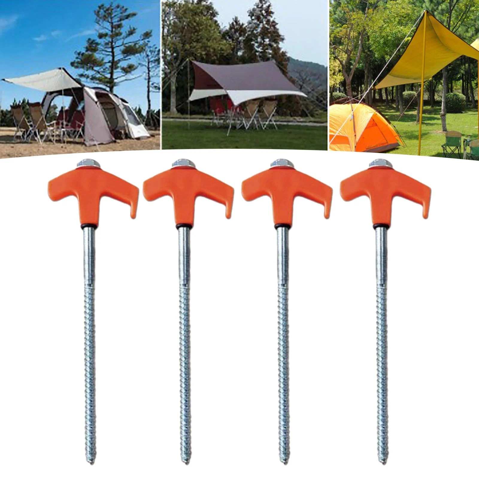 GARENDE 4Pcs Tent Stakes Camping Stakes Multifunctional Accessories Ground Anchors Tent Orange