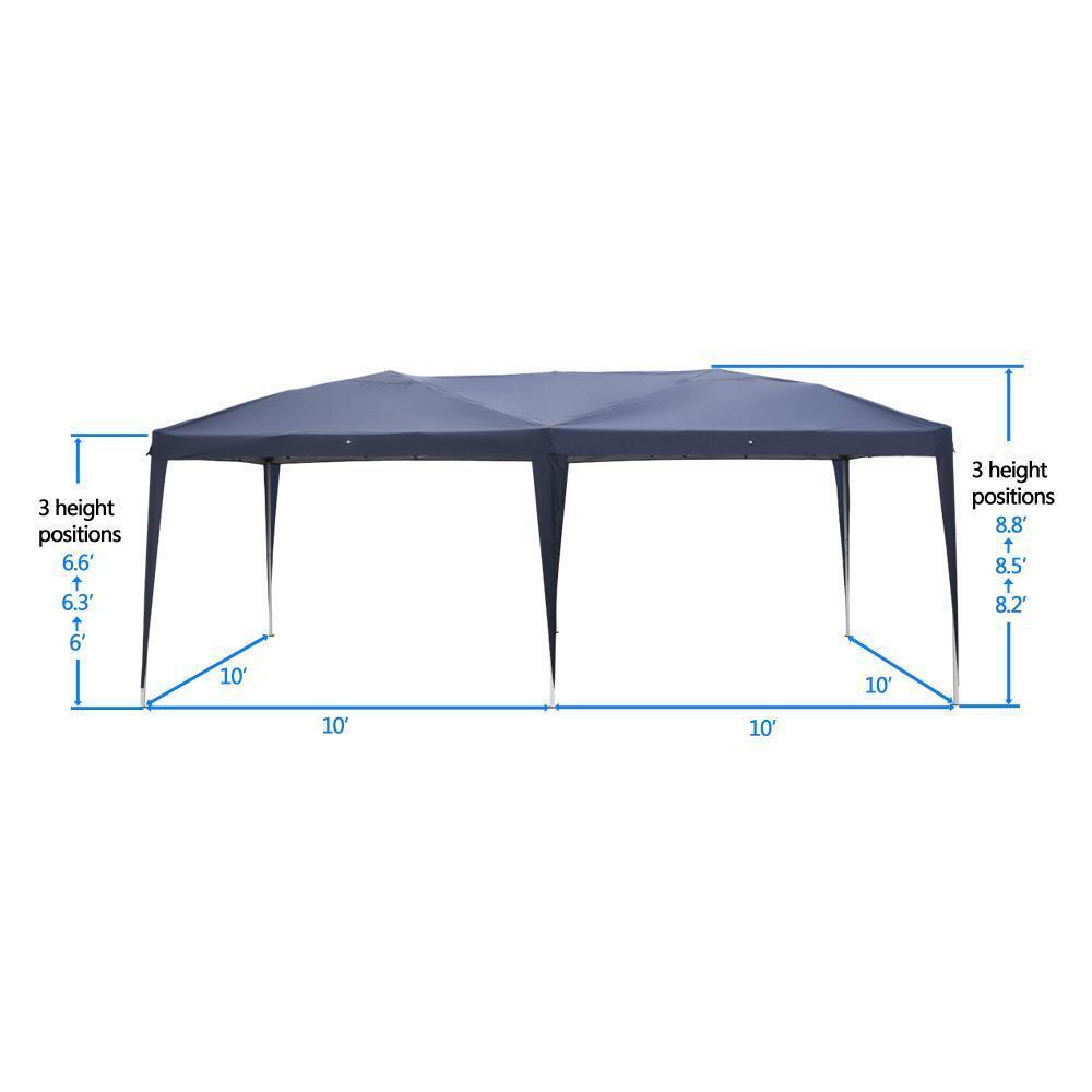 New 10'X 20'EZ POP UP Gazebo Wedding Party Tent Folding Canopy Carry Bag Blue