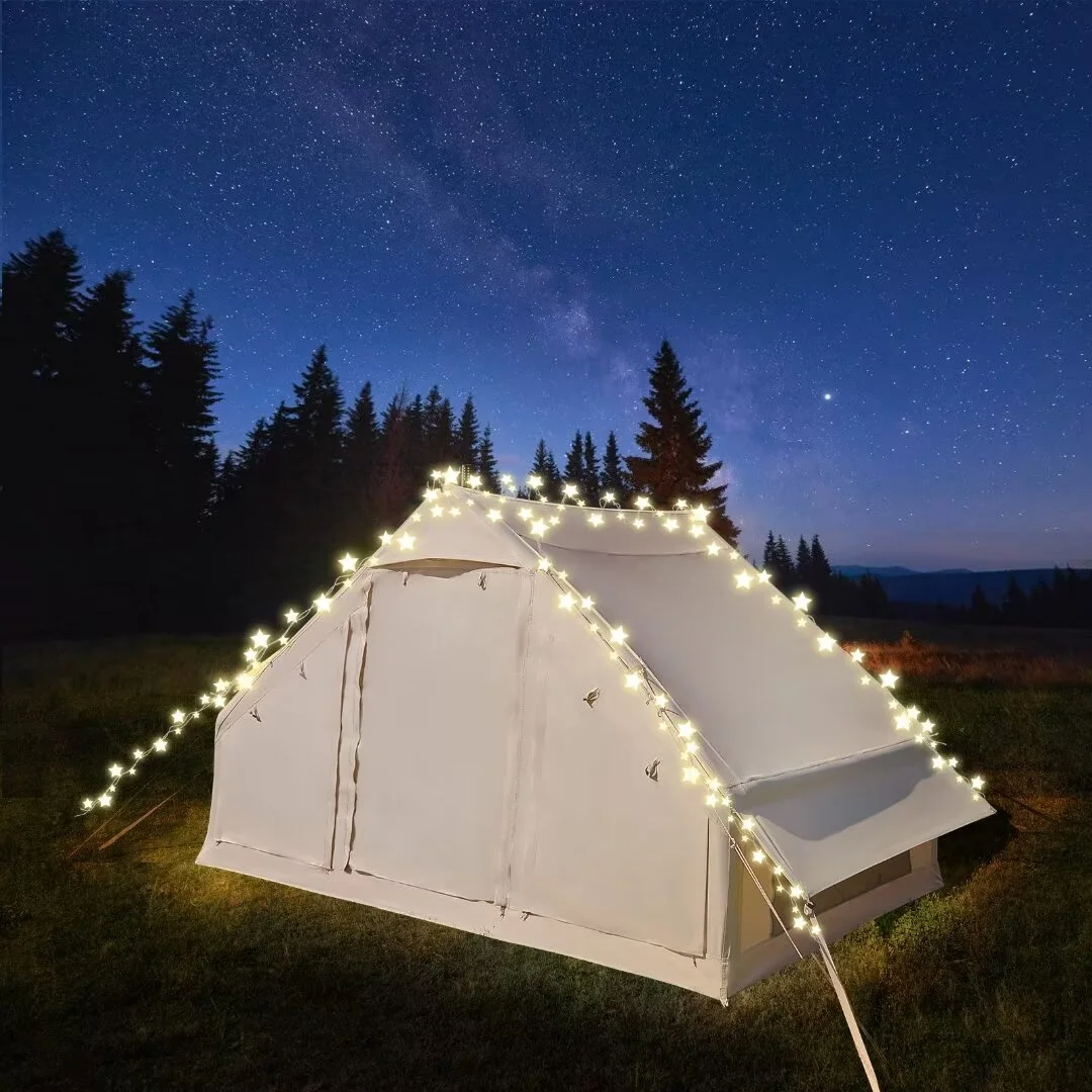 Docred Inflatable Glamping Tent with Pump, 4-6 Person Extra Large Inflatable House Tents ,Glamping Tents Sun Shelter with Mesh & Chimney Window