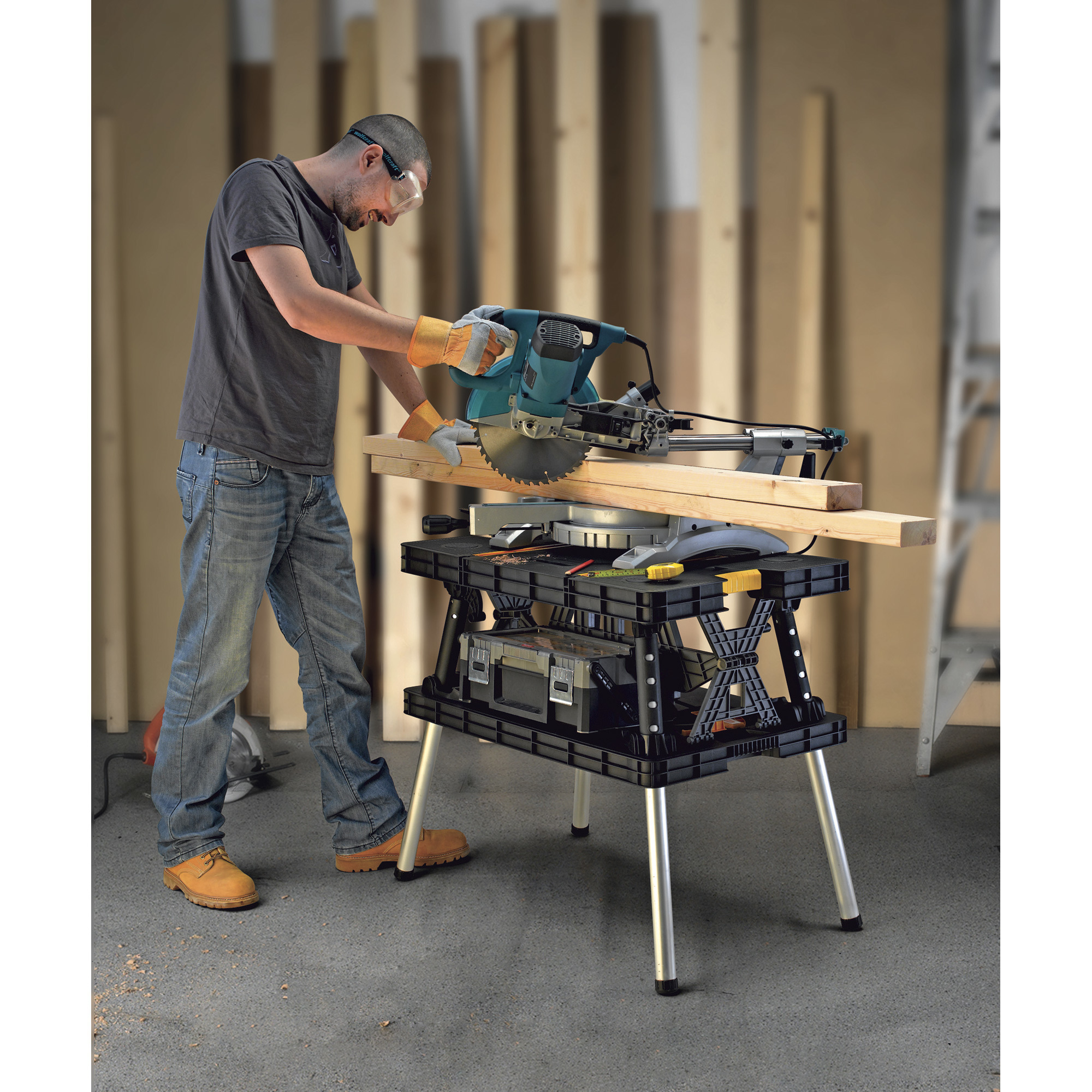 Keter Folding Work Table with Two Adjustable Clamps, 1000-Lb. Capacity, Model# 252638