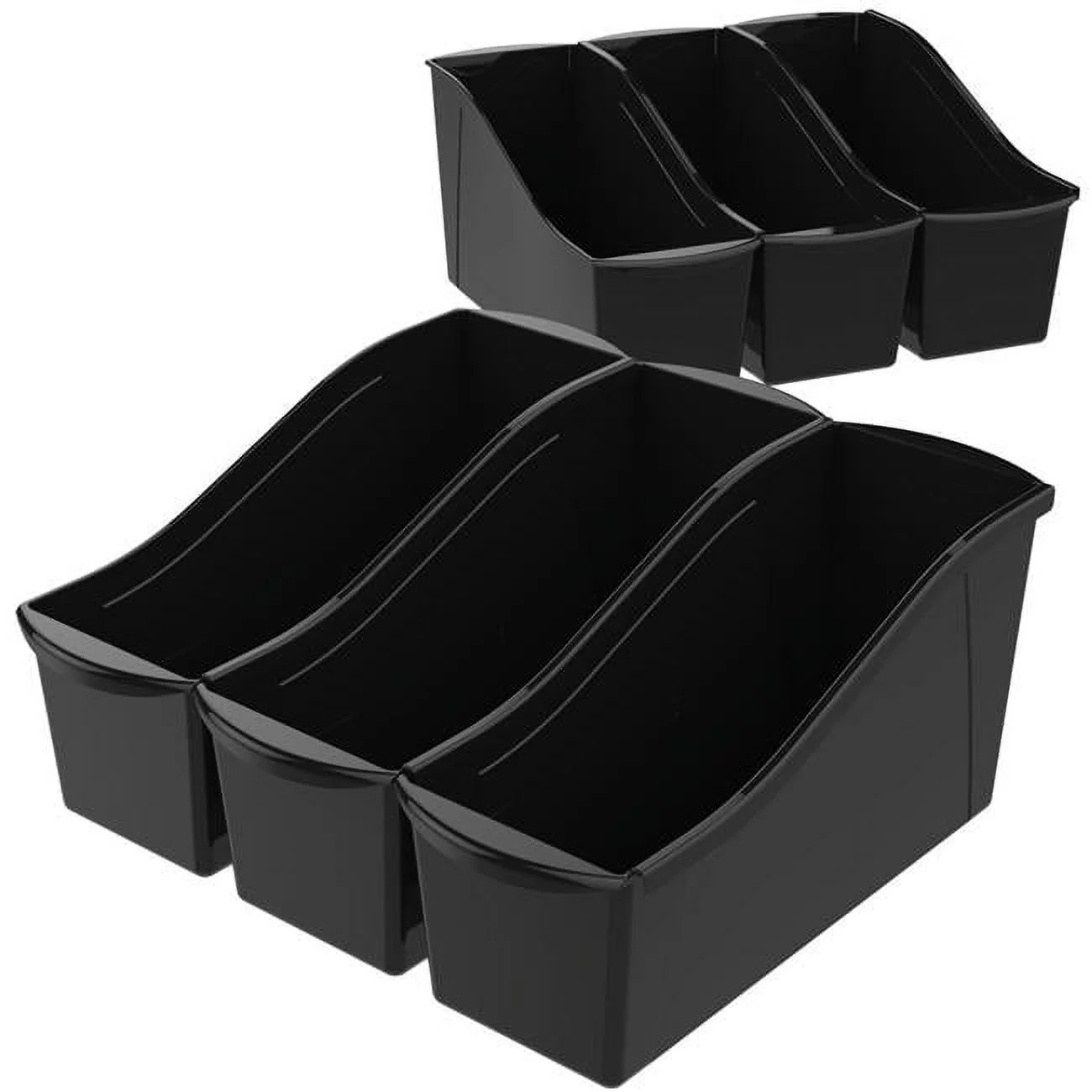 Large Book Bin, Black - Pack of 6