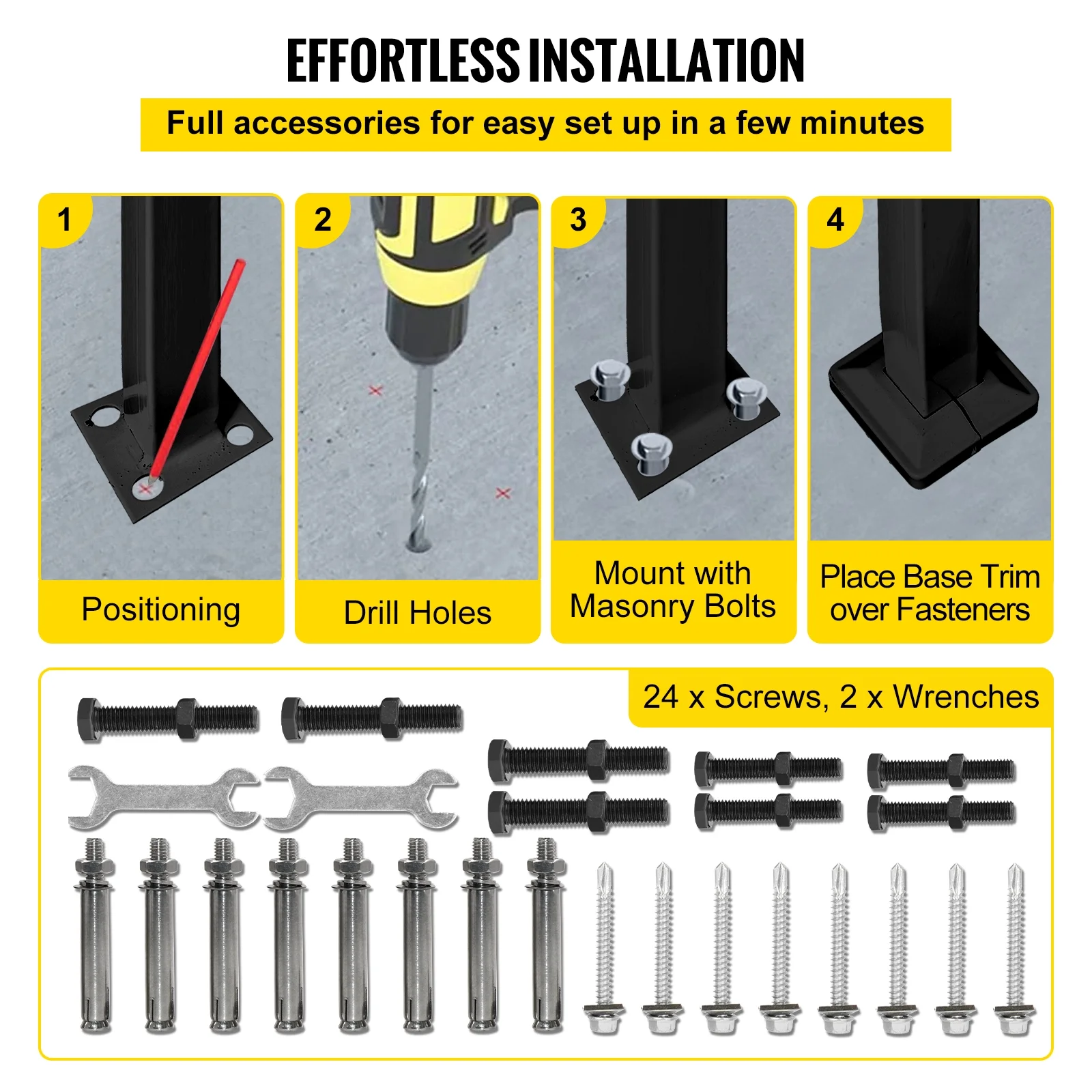 BENTISM Iron Handrail Picket Fits 1 or 2 Steps #1 RAILING Rail Paver Home Black