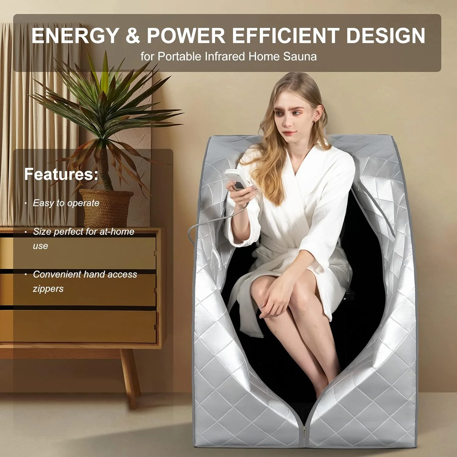 ZONEMEL Portable Far Infrared Sauna for Home, Personal Sauna Spa for Relaxation Detox at Home, 1 Person Full Body Sauna Tent with Separate Heating Foot Pad & Foldable Chair