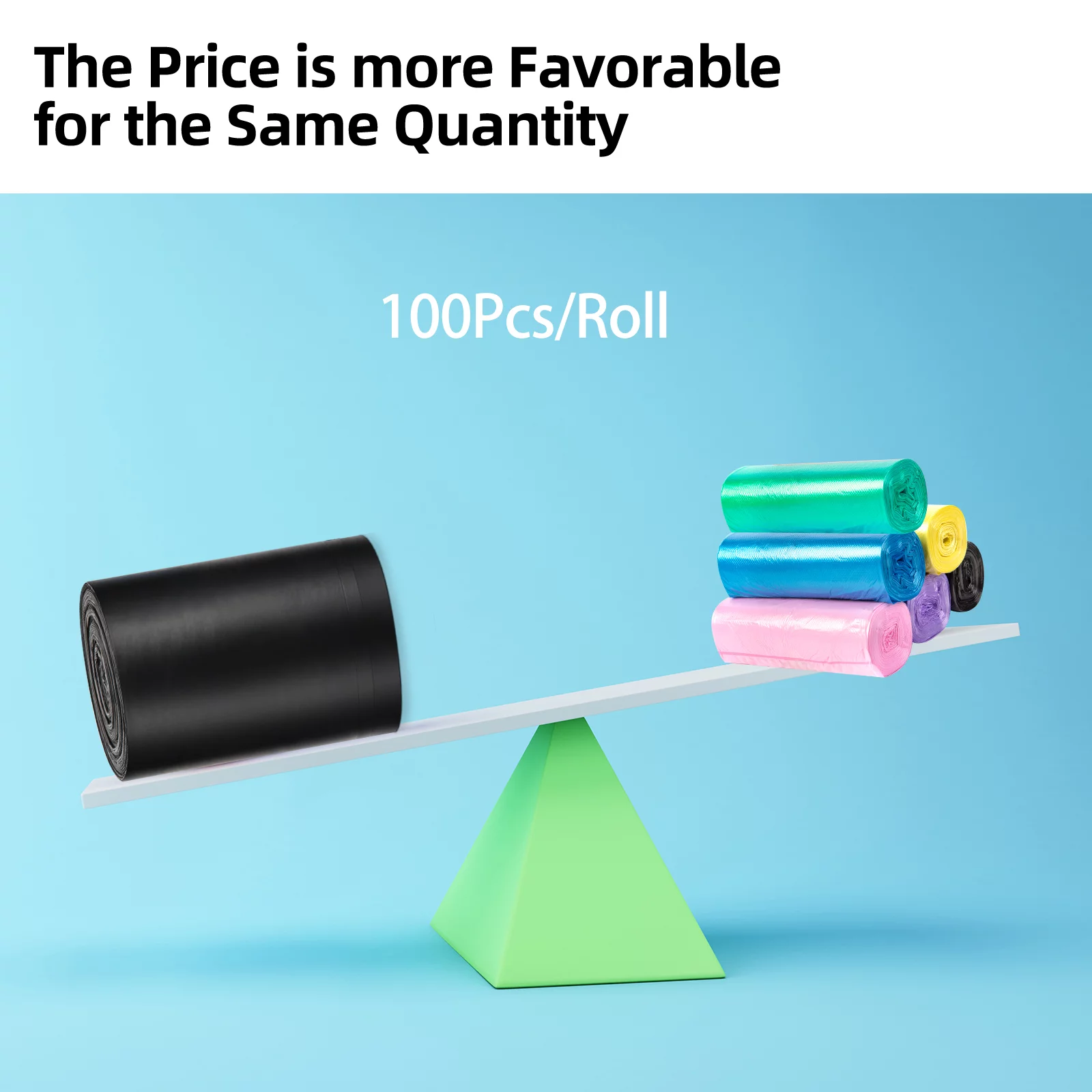 WVacFre 4Gallon 100 Counts Black Garbage Bags Kitchen Drawstring Trash Bags Small Size 45X50CM