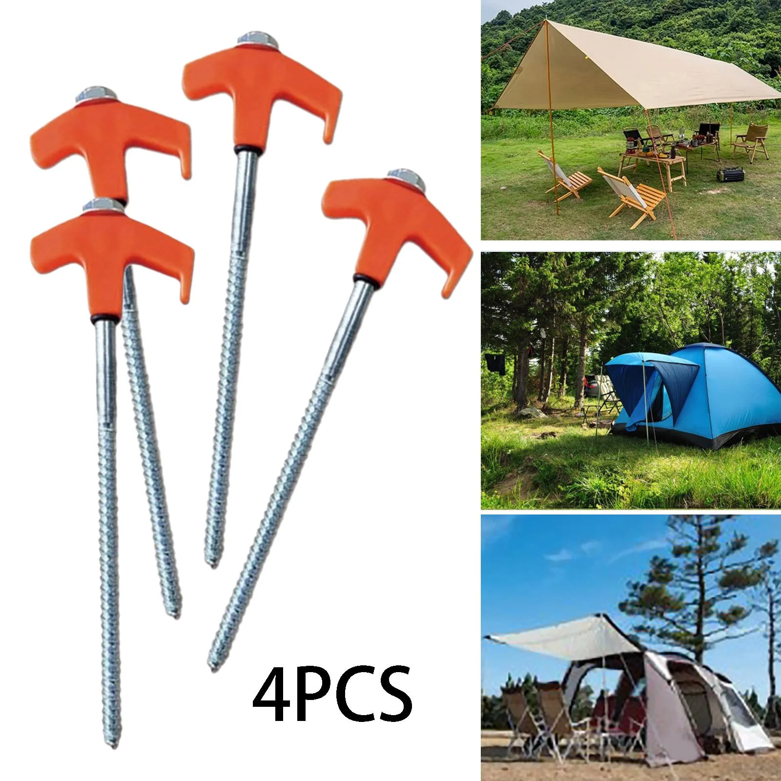 GARENDE 4Pcs Tent Stakes Camping Stakes Multifunctional Accessories Ground Anchors Tent Orange