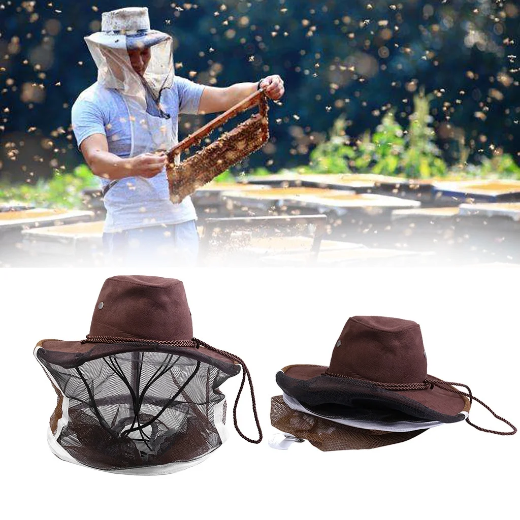 Bee Cap Cowboy Hat Beekeeping Protective Hat Beekeeper Insect Net Tool