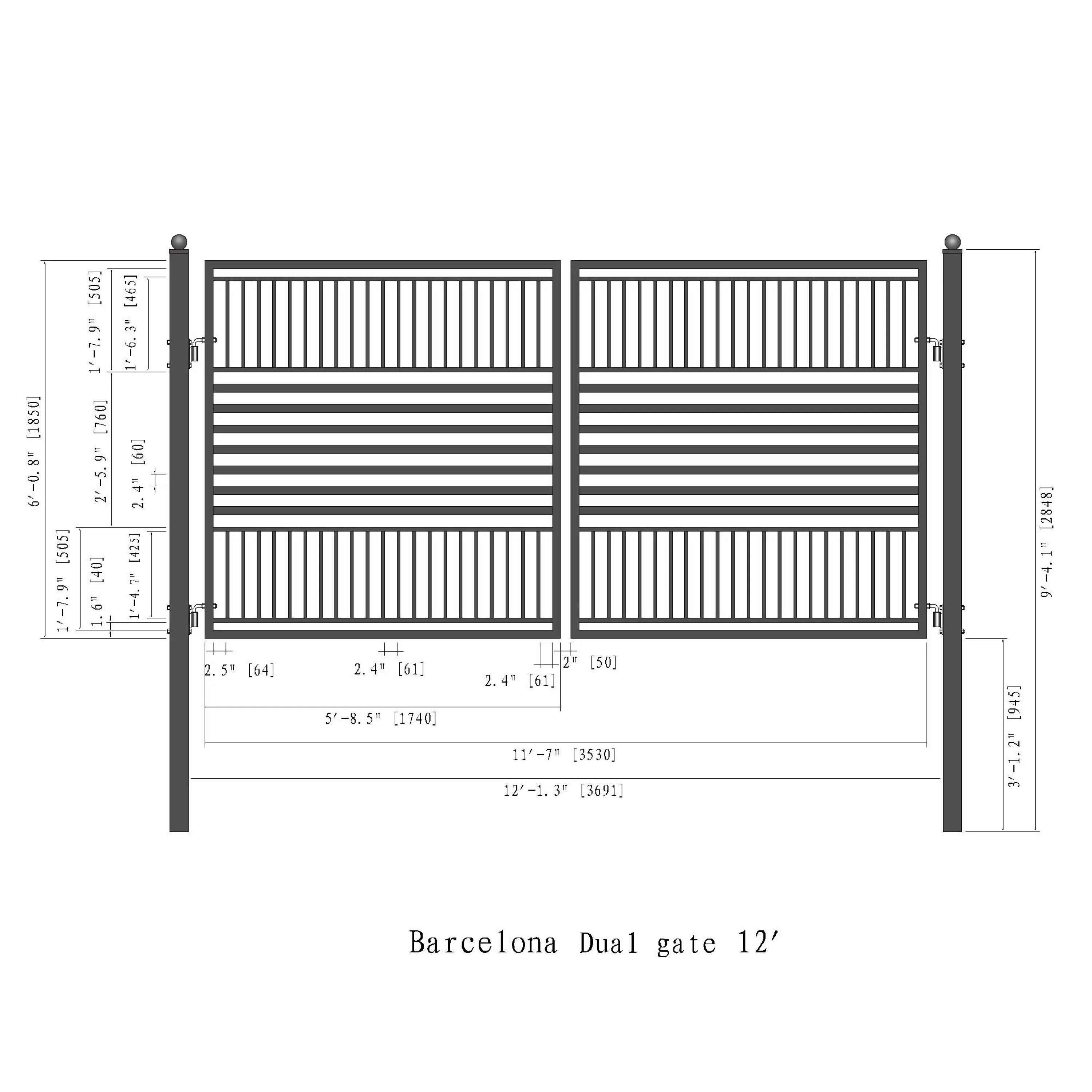 ALEKO Modern Garden Steel Dual Swing Driveway Gate Barcelona Style 12 x 6 feet