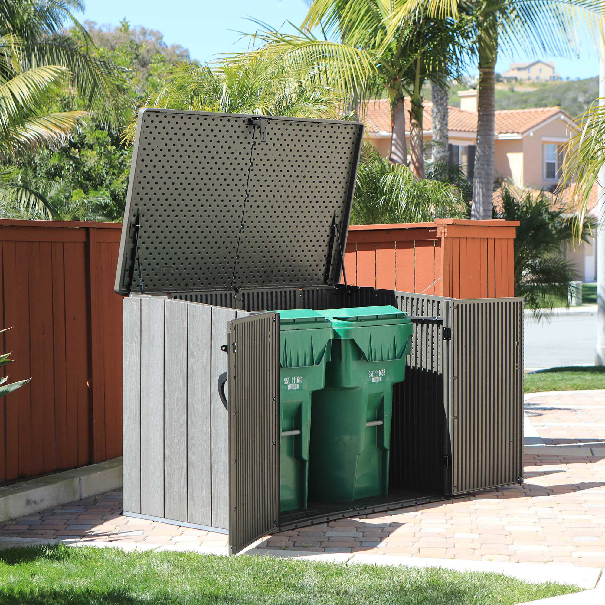 Lifetime 6.26 ft. x 3.5 ft. x 4.33 ft. Heavy Duty 75 cubic feet Vertical Plastic Storage Shed, Brown (60212)
