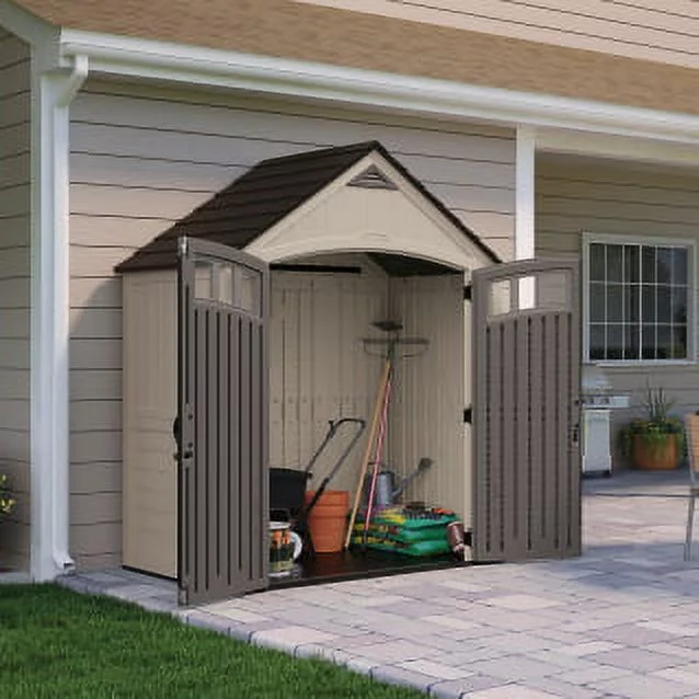 Suncast 7' x 4' Carlisle Resin Outdoor Storage Shed, Vanilla