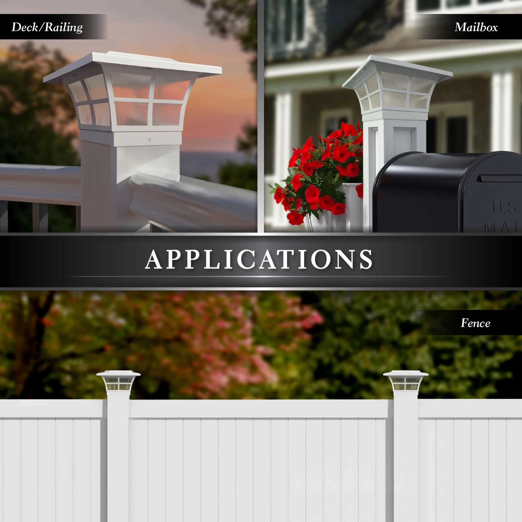 CLASSY CAPS 5x5 WHITE PVC PRESTIGE SOLAR POST CAP SET OF 2