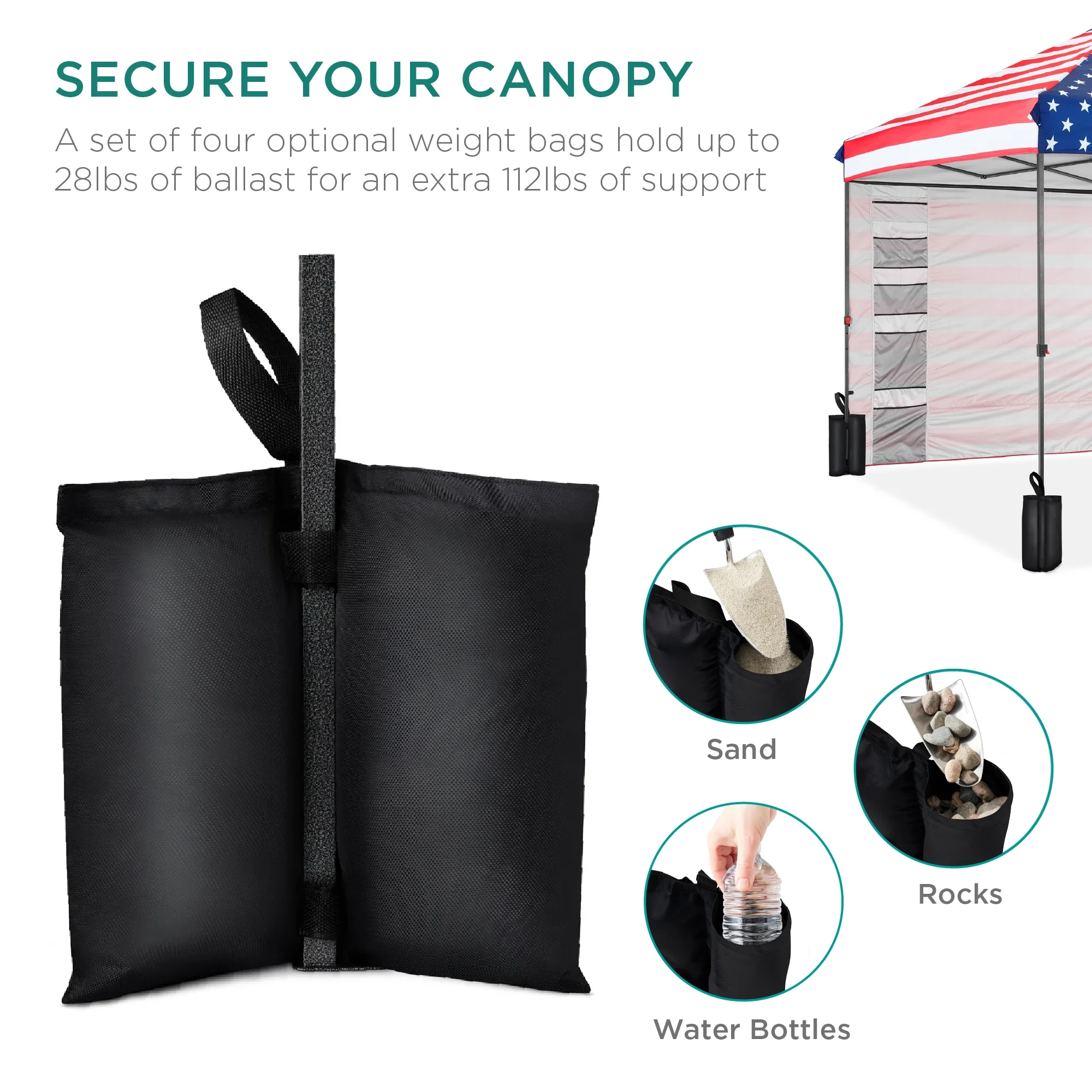 Best Choice Products 10x10ft Easy Setup Pop Up Canopy, Portable Tent w/ Side Wall, 1-Button Push, Case - American Flag
