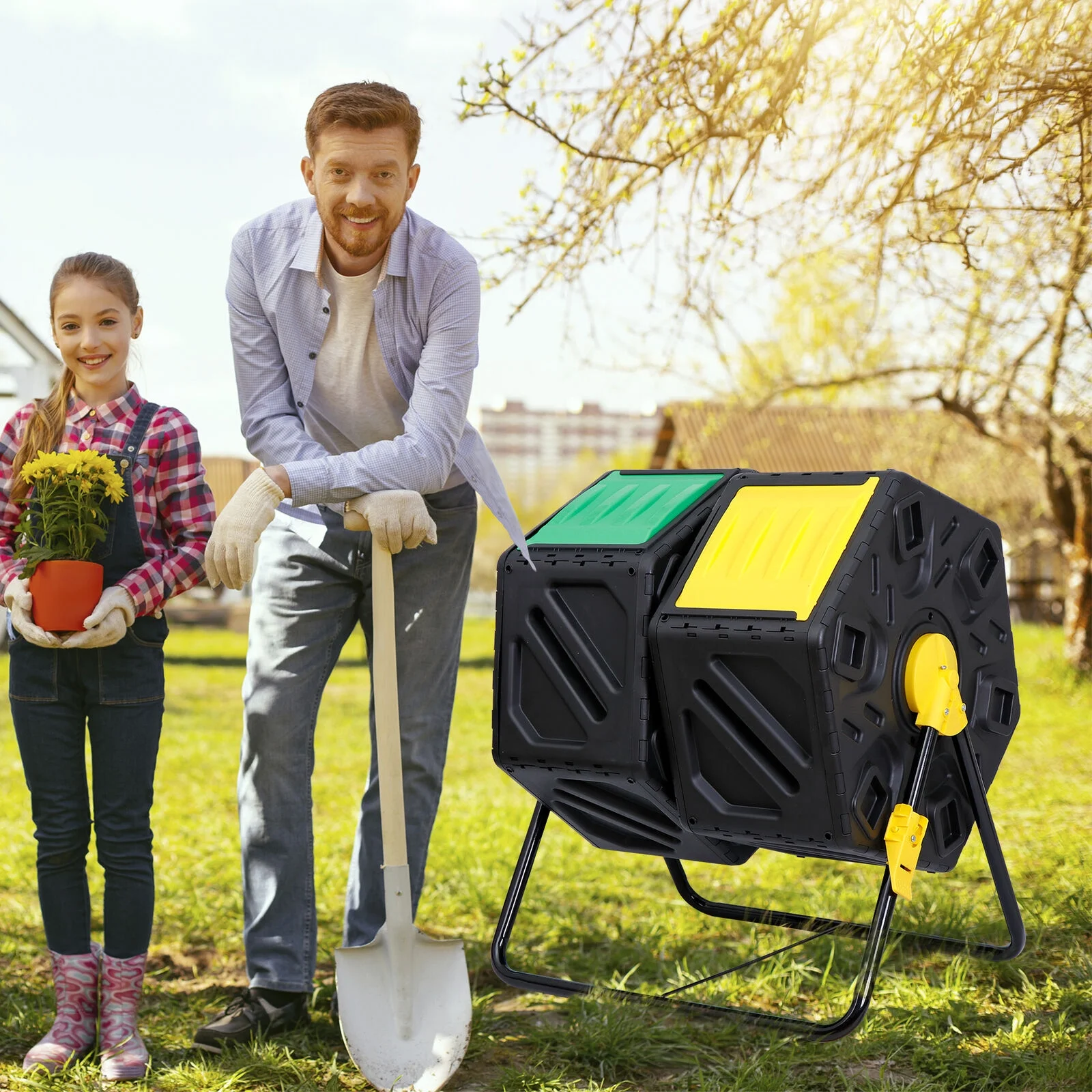 Compost Bin 18.5/37/43 Gallon Composting Tumbler BPA Free Rotating Outdoo Garden