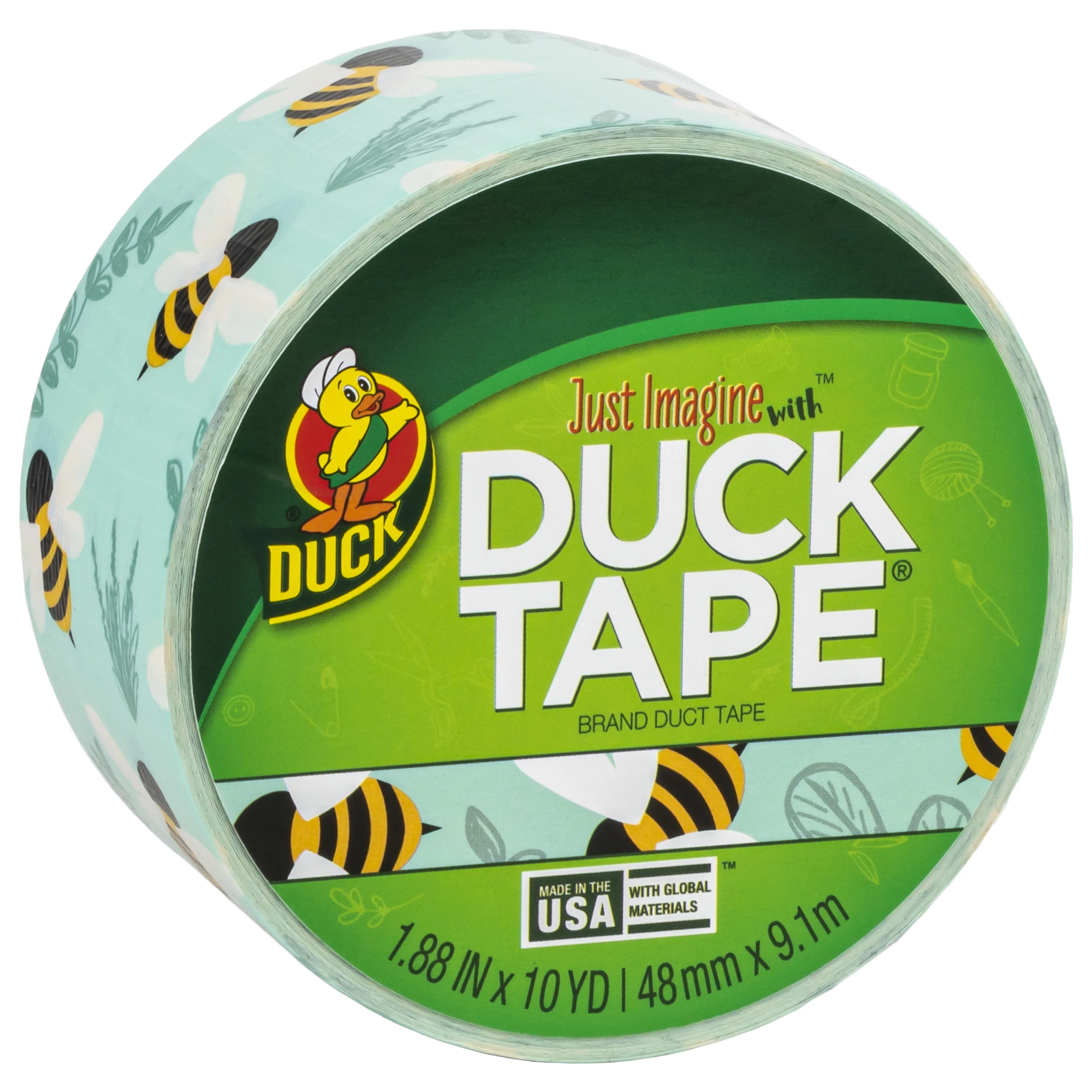Printed Duck Tape Brand Duct Tape - Botanical Bees 10 Yards