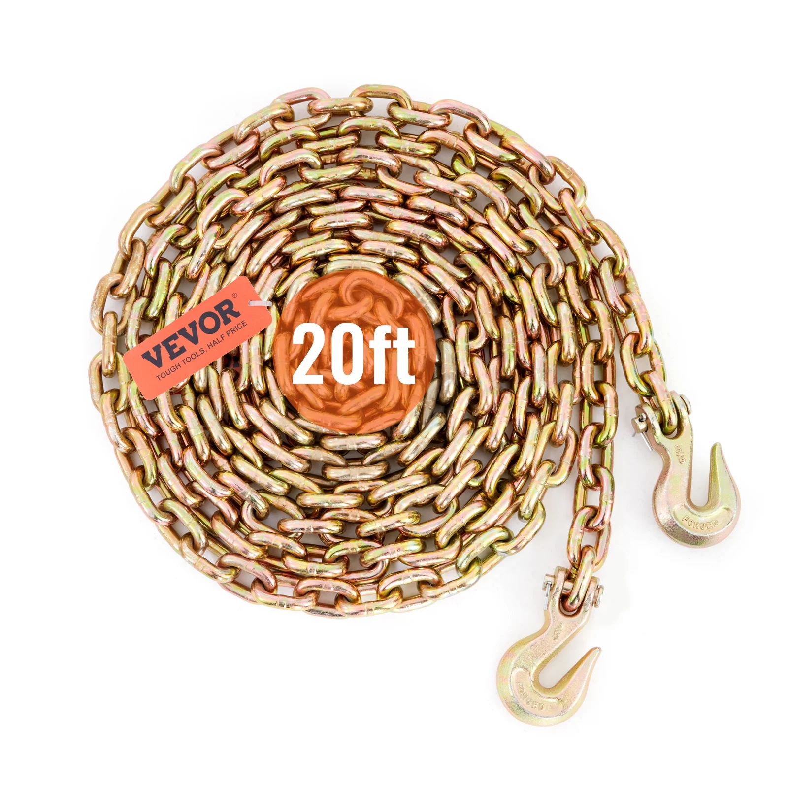 SKYSHALO Binder Chain G80 Tow Chain with Hooks 7100lbs Load 3/8'' x 20' 2 Pack