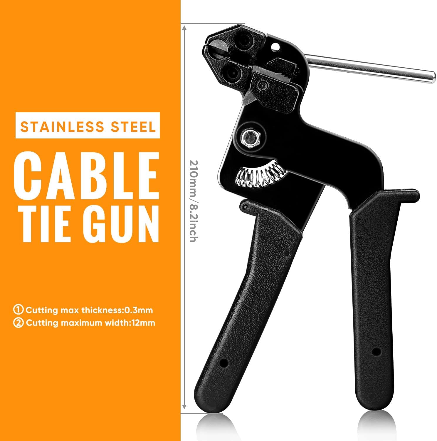 Stainless Steel Cable Tie Gun, Special Tool For Fastening And Cutting Metal Cable Ties, With 150pcs 11.8in Uv Resistant Stainless Steel Cable Ties For Fence Exhaust Pipe Outdoor.