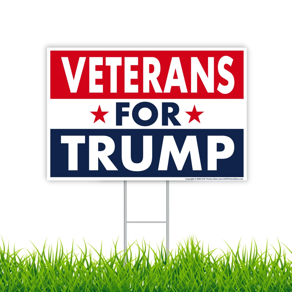 (3-Pack) Donald Trump 2024 Yard Sign, Military Veterans For Trump, 18