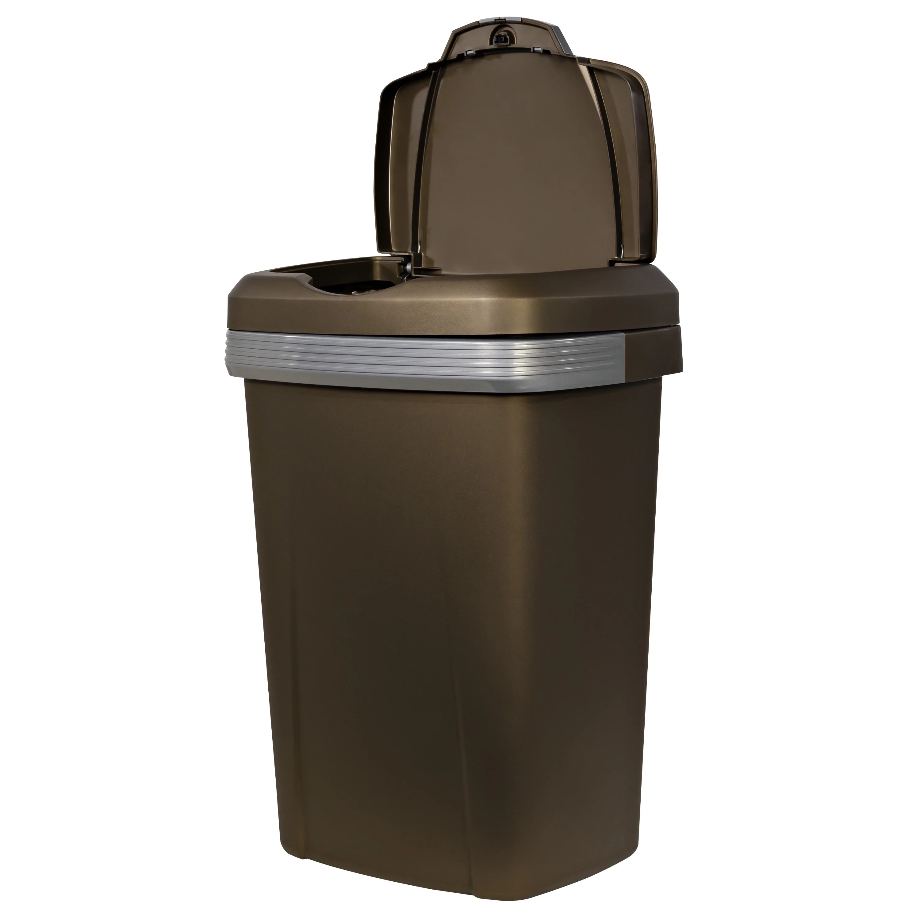 Hefty 12.1 Gal. Premium Touch Top Trash Can, Bronze