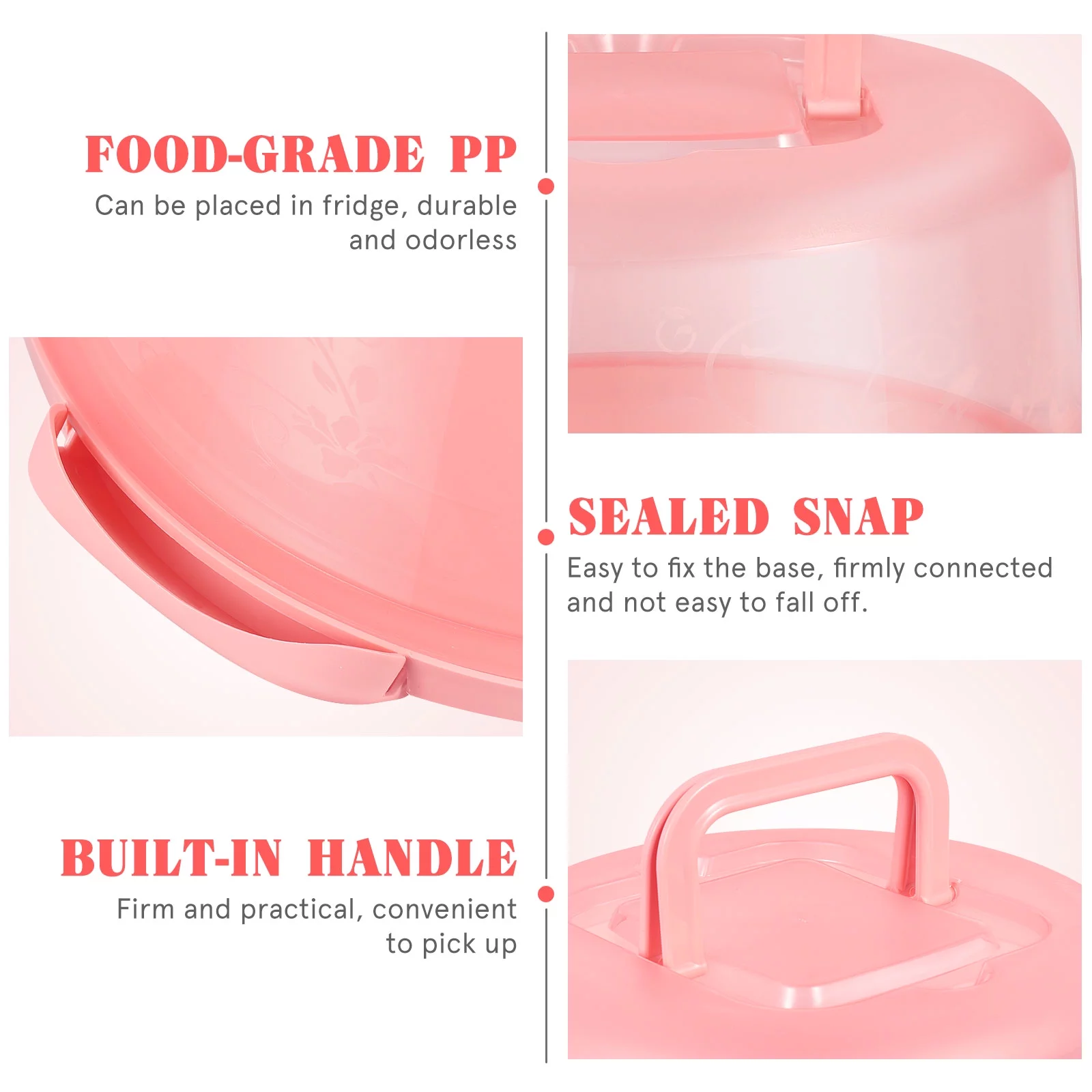 Hemoton Round Cake Carrier with Handle Portable Handy Cupcake Holder Tray Pie Saver Fresh Keeping Food Cover Box for Cakes Cookie