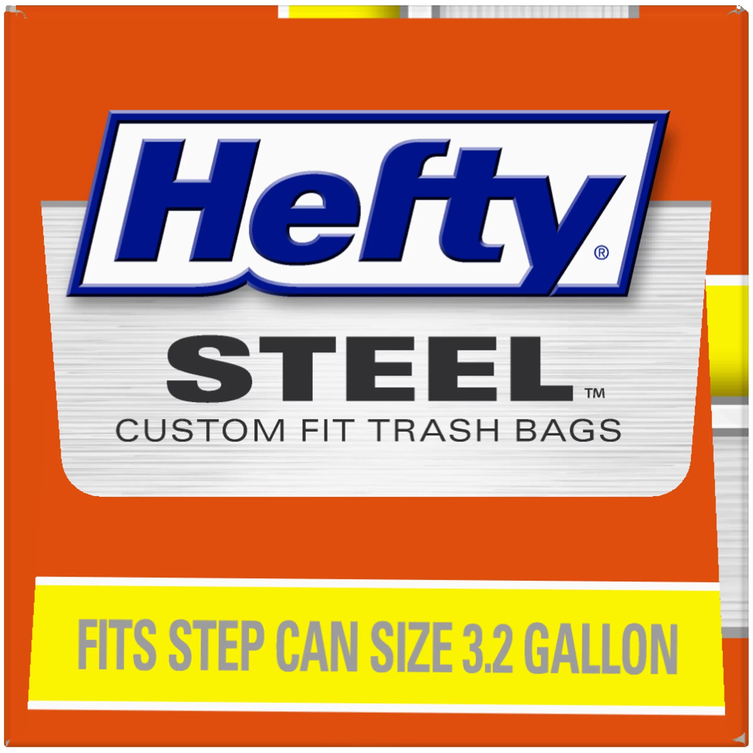 Hefty Steel Custom Fit B Size Drawstring Trash Bags, Black, Unscented, 3.2 Gallon, 20 Count