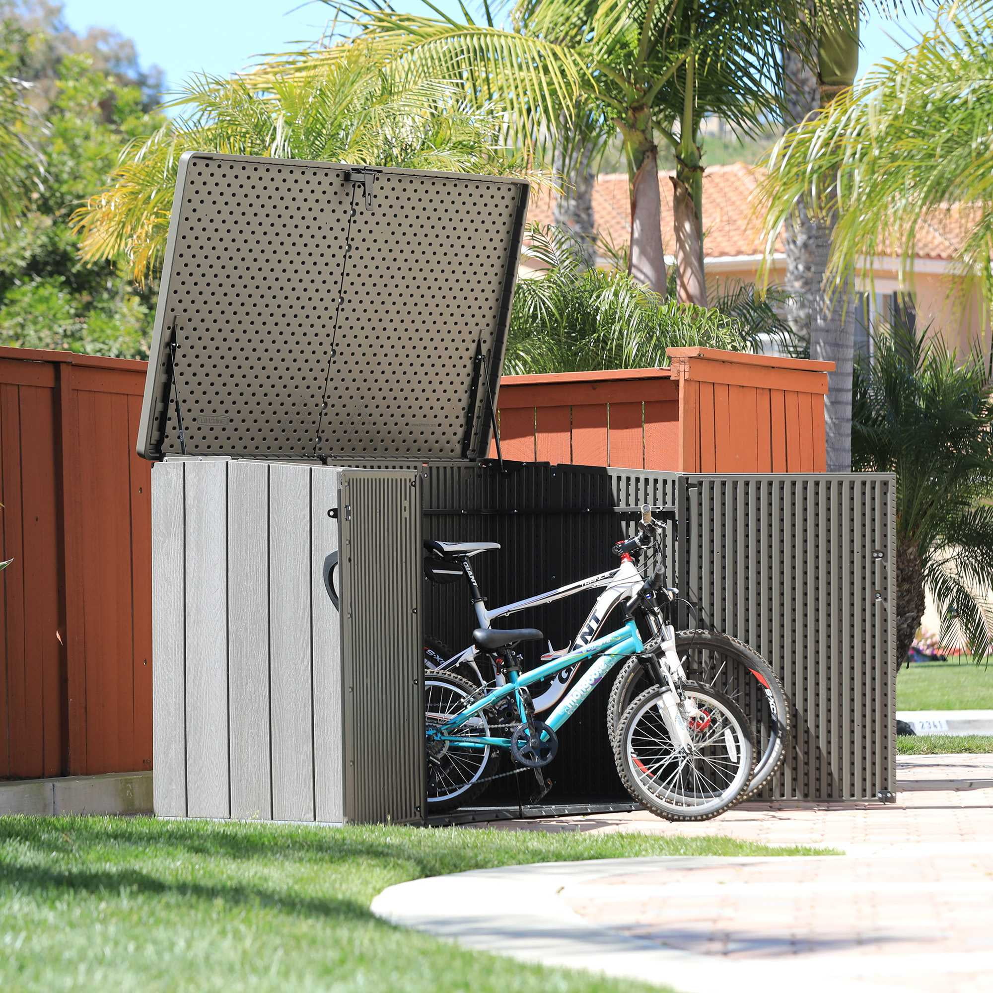 Lifetime 6.26 ft. x 3.5 ft. x 4.33 ft. Heavy Duty 75 cubic feet Vertical Plastic Storage Shed, Brown (60212)
