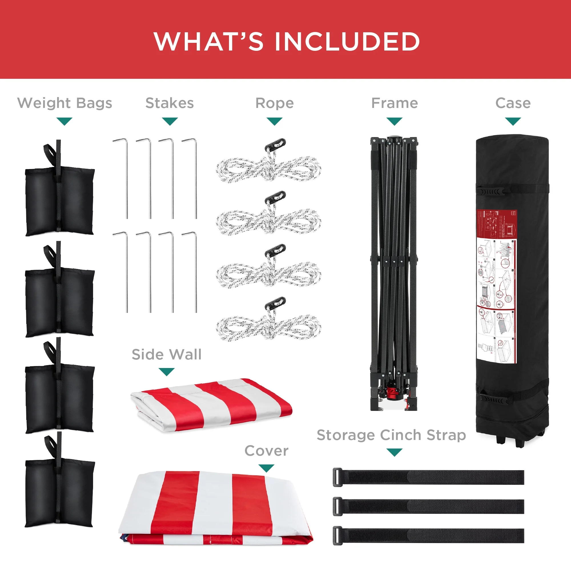 Best Choice Products 10x10ft Easy Setup Pop Up Canopy, Portable Tent w/ Side Wall, 1-Button Push, Case - American Flag