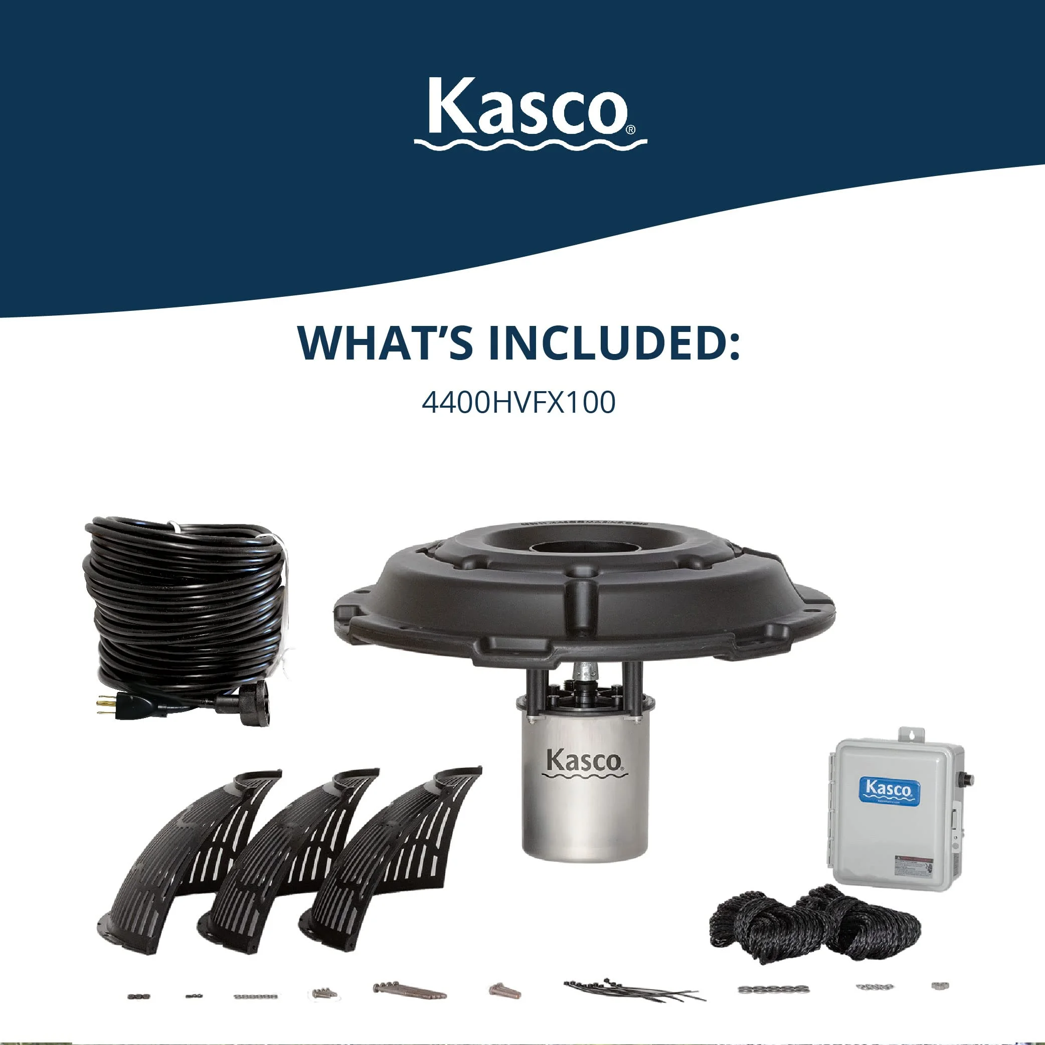 Kasco VFX Series Aerating Pond Fountain - 1 Horse Power 240V Single Phase with 100 ft Electric Power Cord | Pond Aerator Pump for Ponds & Lakes | Efficient Pond Aeration Systems