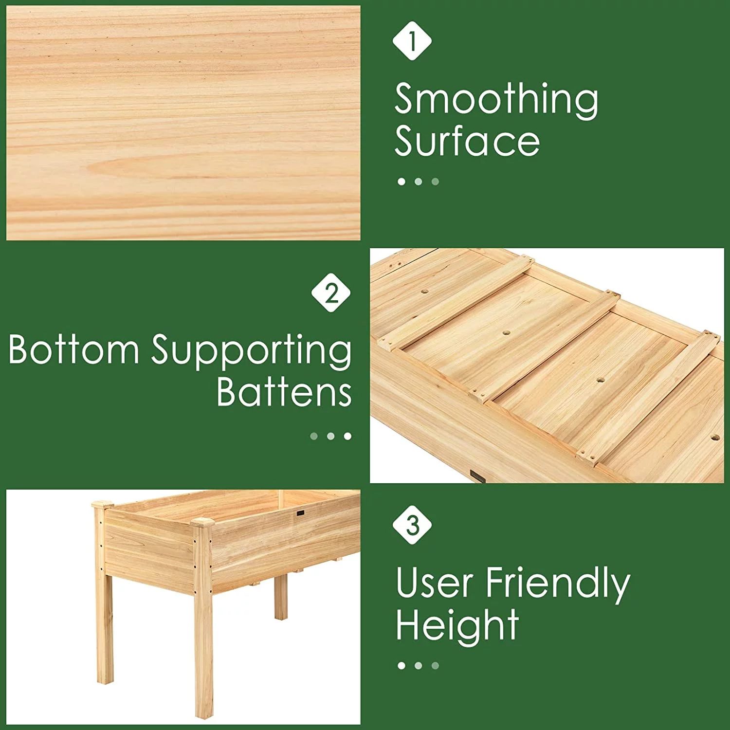 Raised Garden Bed Kit Elevated Planter Box for Vegetables Fruits Herb Grow, Heavy Duty Natural Cedar Wood Frame Gardening Planting Bed for Deck Patio Yard, 49.5