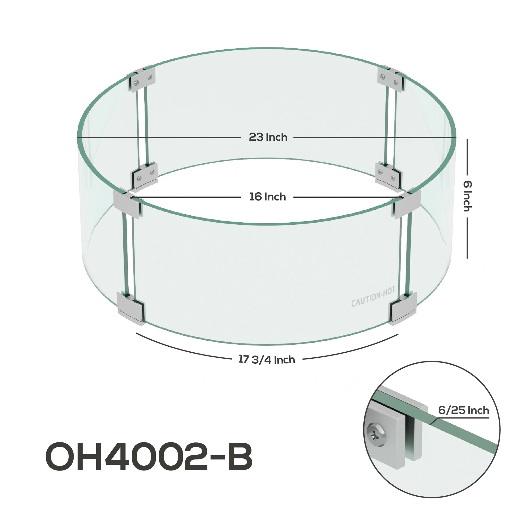 Polytrends Armore Round Tempered Glass Wind Guard For Outdoor Fire Pits 23