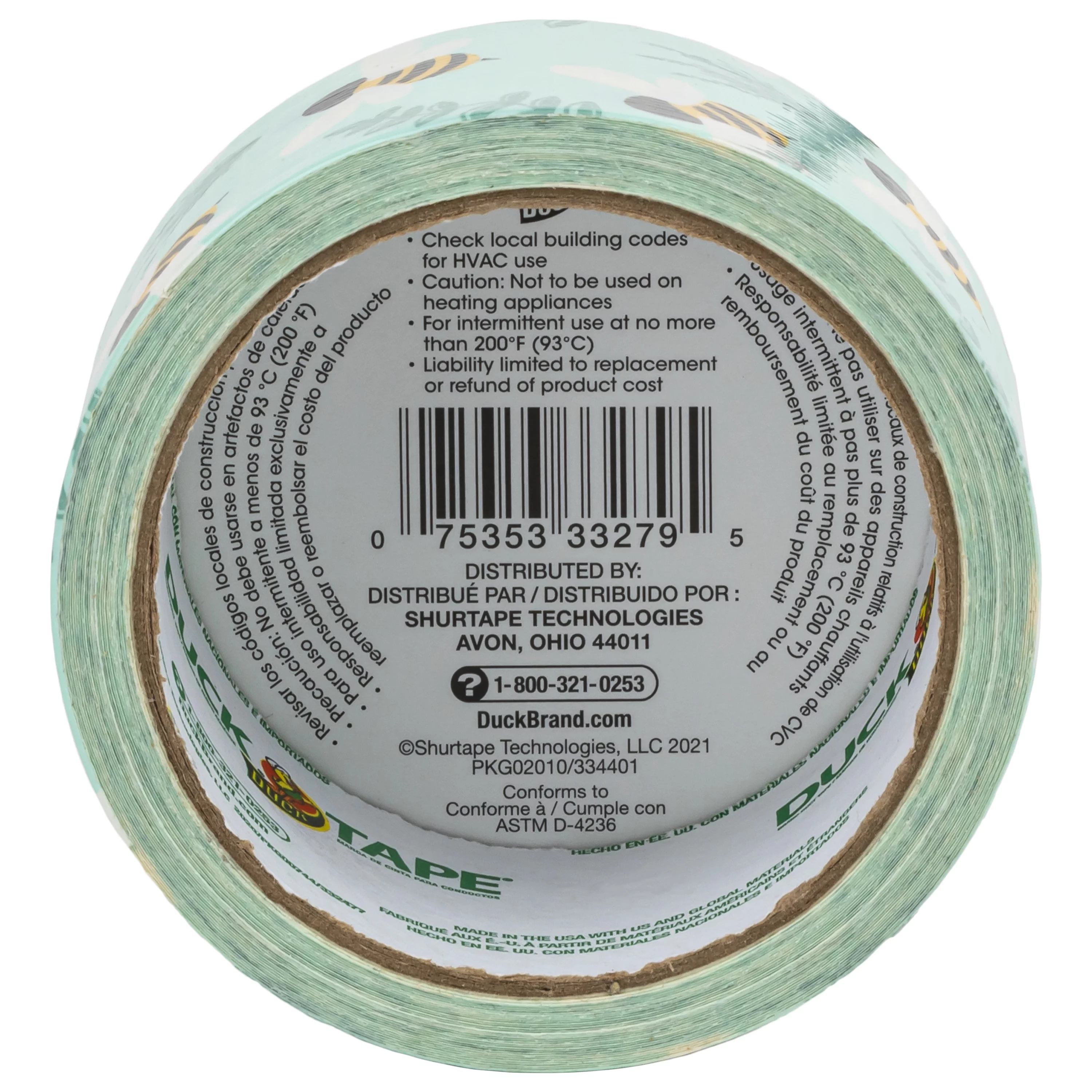 Printed Duck Tape Brand Duct Tape - Botanical Bees 10 Yards