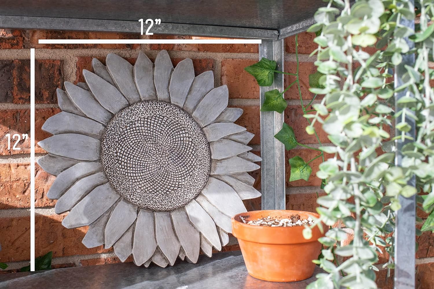 Nat & Jules Sunflower Stone Grey 12 inch Resin Stone Decorative Stepping Stone