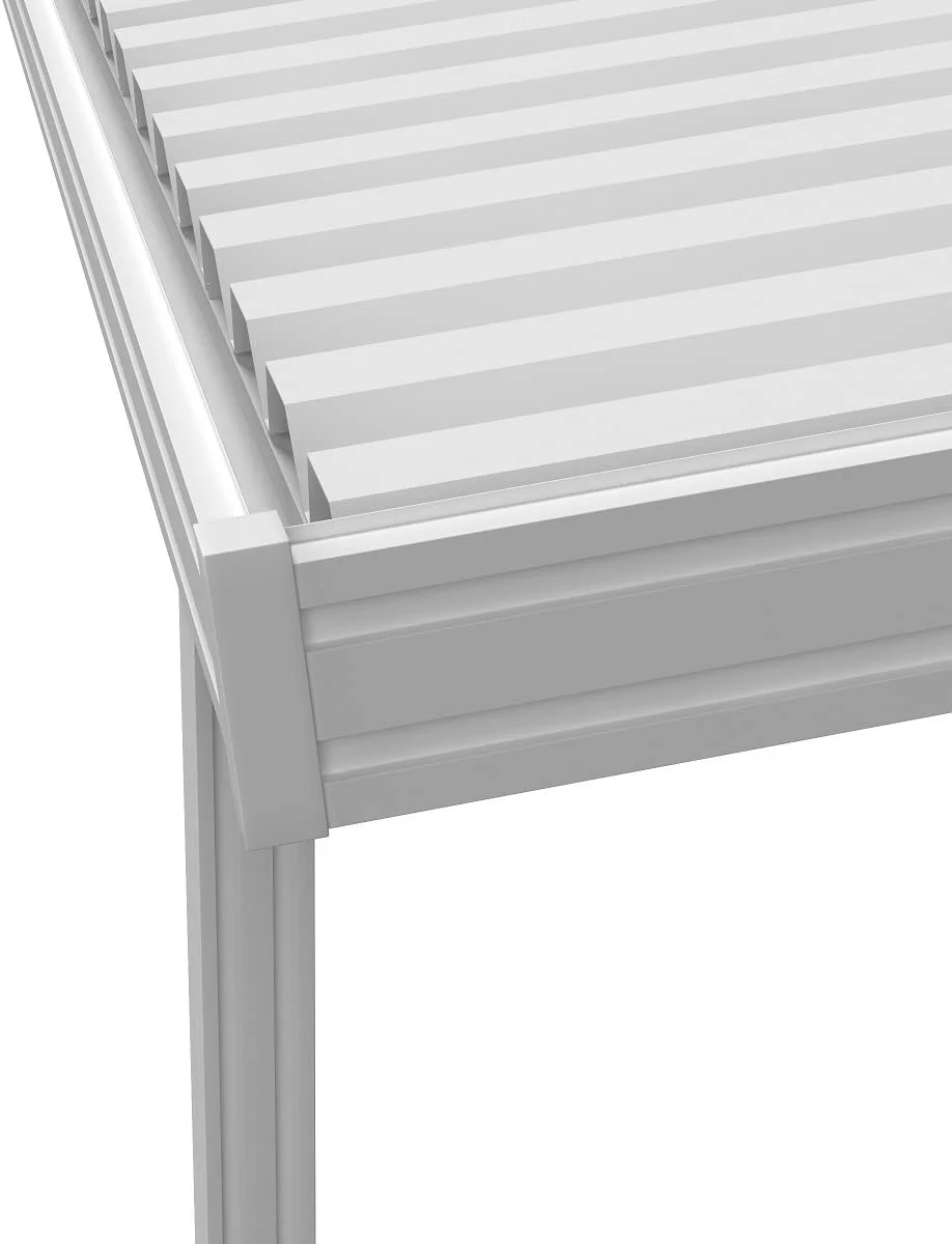 Four Seasons OLS TWV Series 12 ft wide x 8 ft deep Aluminum Patio Cover with 20lb Snowload & 2 Posts in White