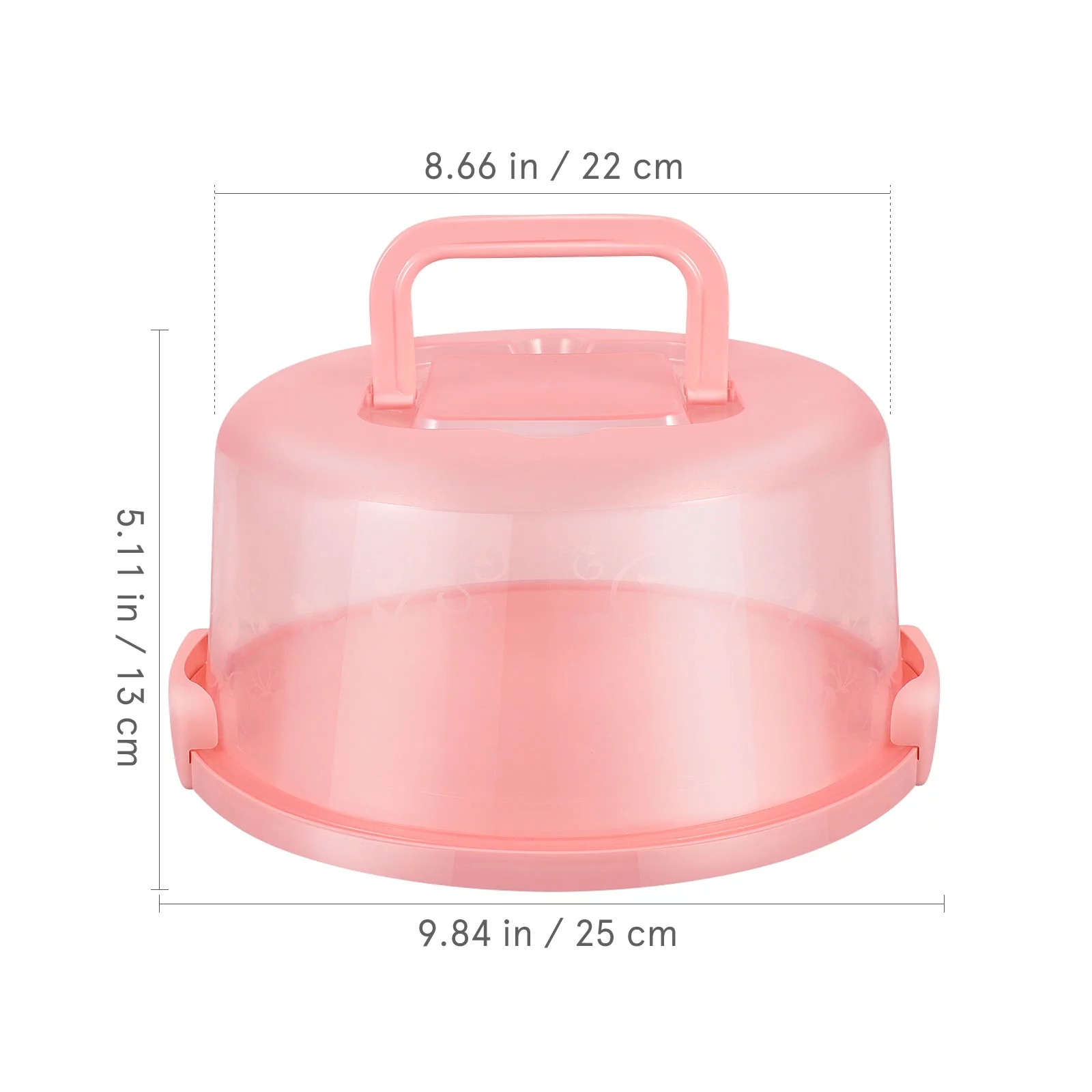 Hemoton Round Cake Carrier with Handle Portable Handy Cupcake Holder Tray Pie Saver Fresh Keeping Food Cover Box for Cakes Cookie