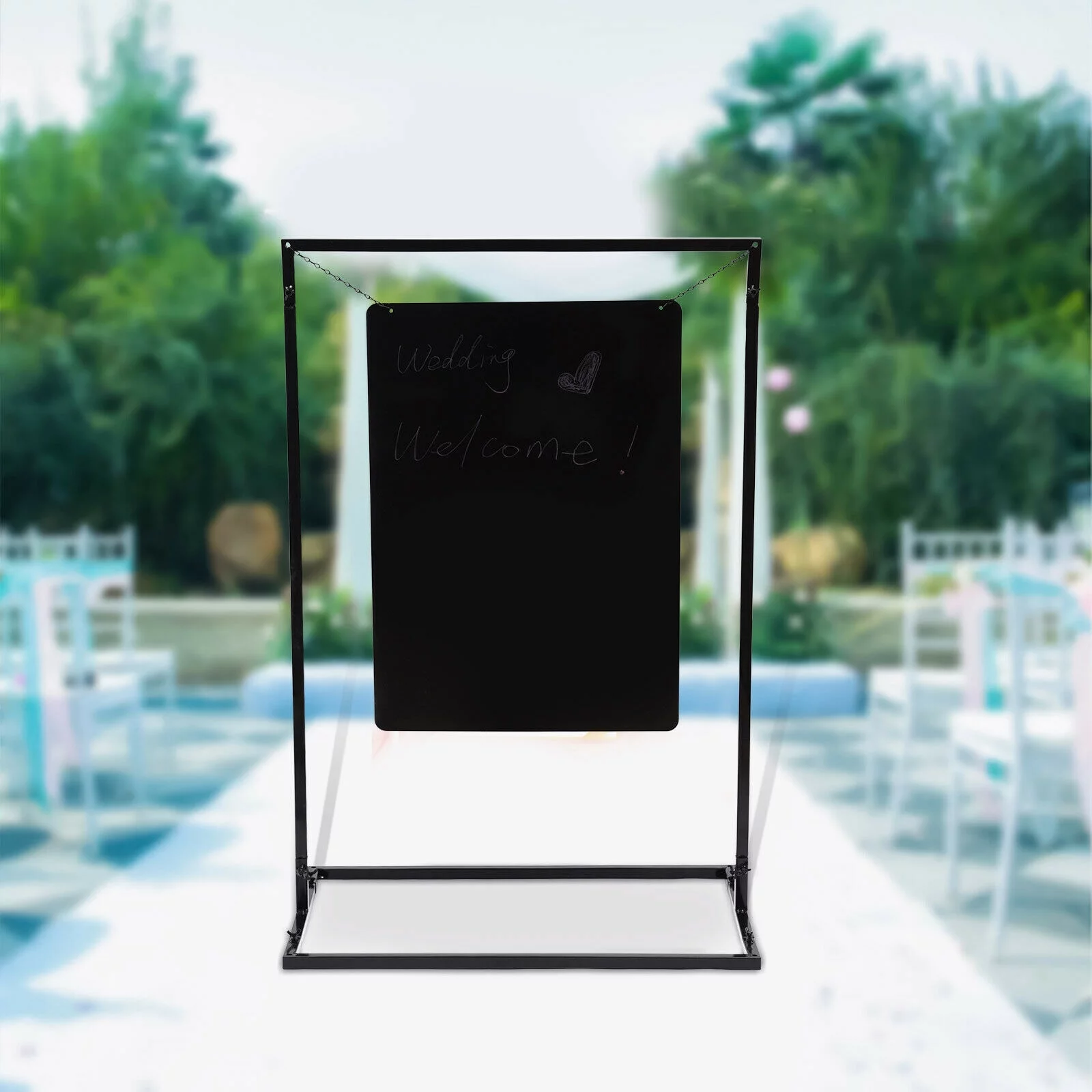 SHZICMY Poster Stand Metal Wedding Venue Decor Stand Welcome Sign Arch Stand 100x75cm