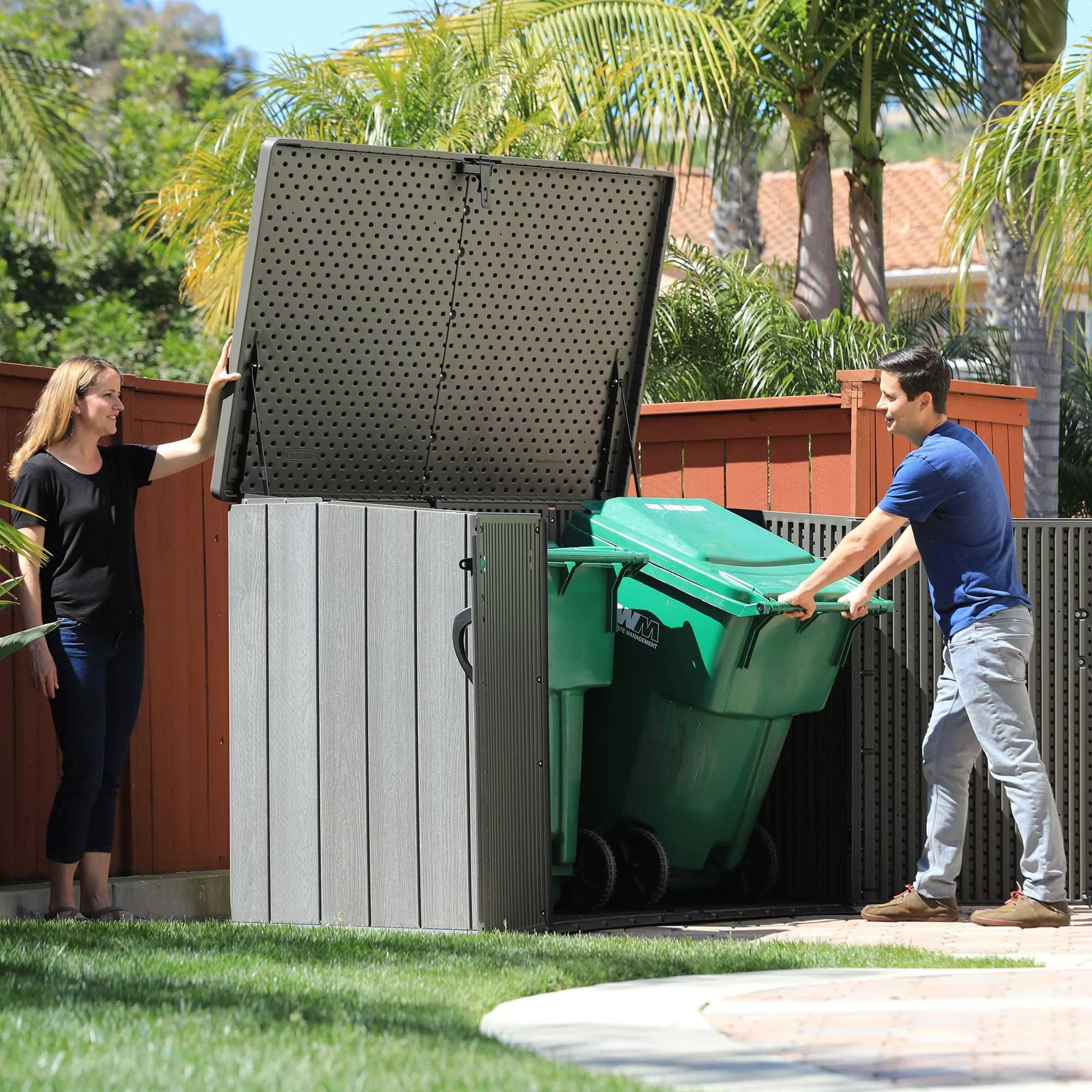 Lifetime 6.26 ft. x 3.5 ft. x 4.33 ft. Heavy Duty 75 cubic feet Vertical Plastic Storage Shed, Brown (60212)