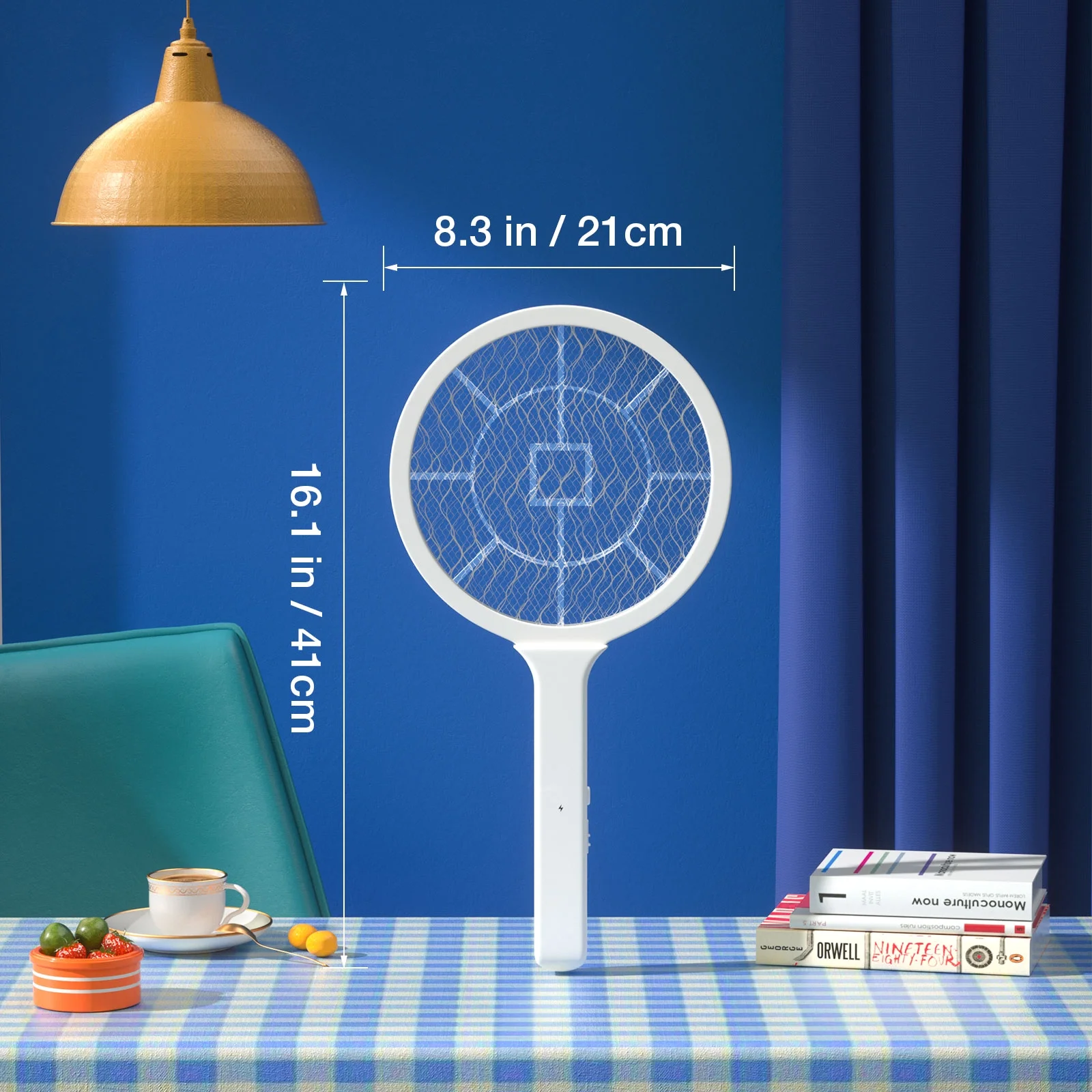Electric Fly Swatter 3000V Bug Zapper Racket 2 in 1 Fly Swatter with 1200mAh Battery Rechargeable Mosquito Killer Lamp with 3 Layers Safety Mesh for Indoor and Outdoor