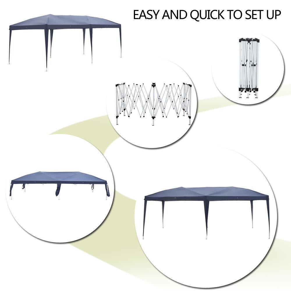 New 10'X 20'EZ POP UP Gazebo Wedding Party Tent Folding Canopy Carry Bag Blue