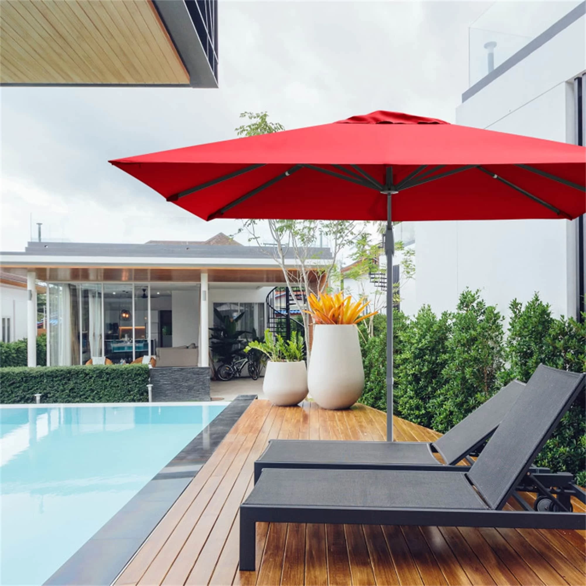 Clihome 10'x13' Ft Rectangular Cantilever Umbrella Navy
