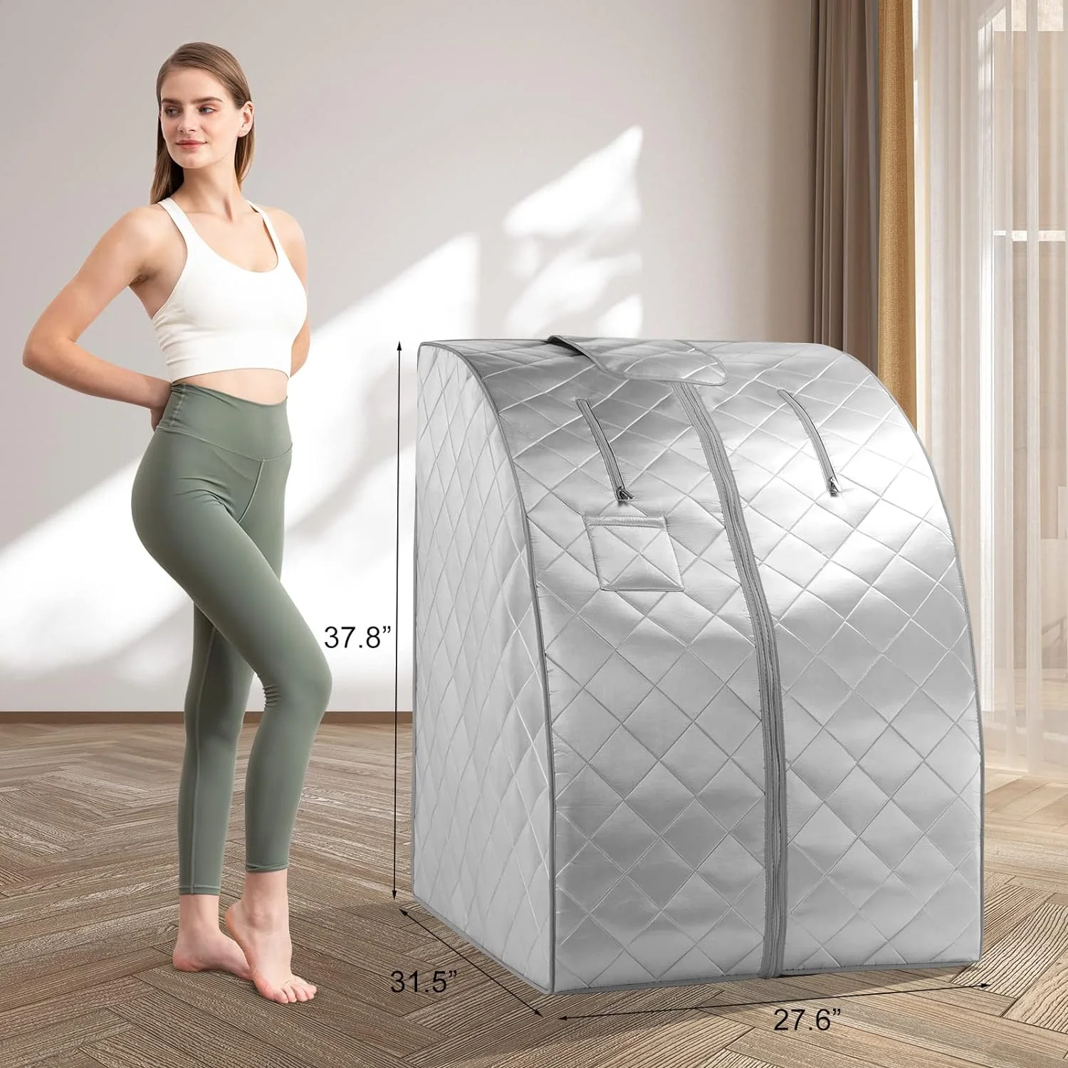 ZONEMEL Portable Far Infrared Sauna for Home, Personal Sauna Spa for Relaxation Detox at Home, 1 Person Full Body Sauna Tent with Separate Heating Foot Pad & Foldable Chair