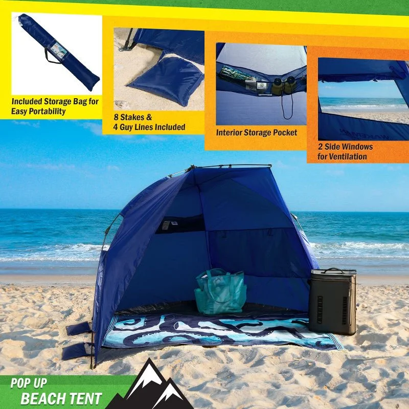YFY Pop Up Beach Tent with Carry Bag - Blue