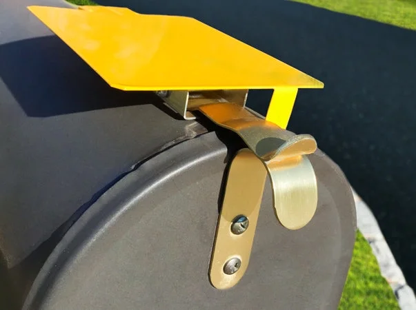 Mail Time Yellow Mailbox Alert Signal Flag for Long Driveways, Country / Rural Roads - All Weather