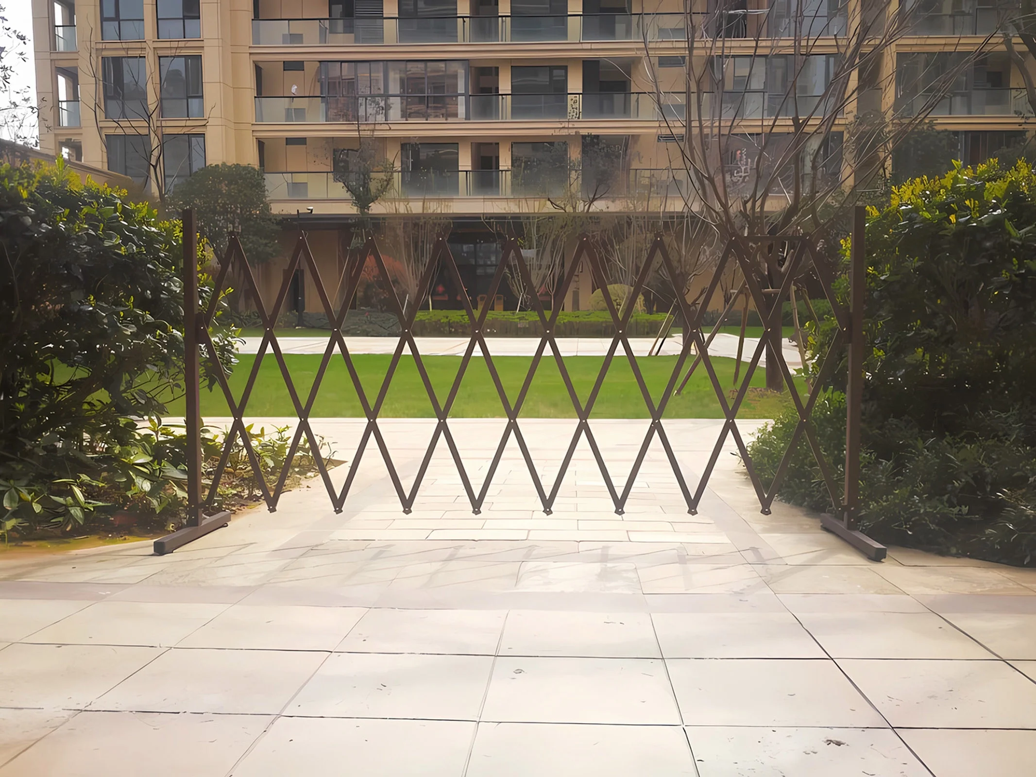 Expandable Garden Security Fence Gate for Pets - Aluminum Barrier, Traffic and Pet Barrier, Adjustable