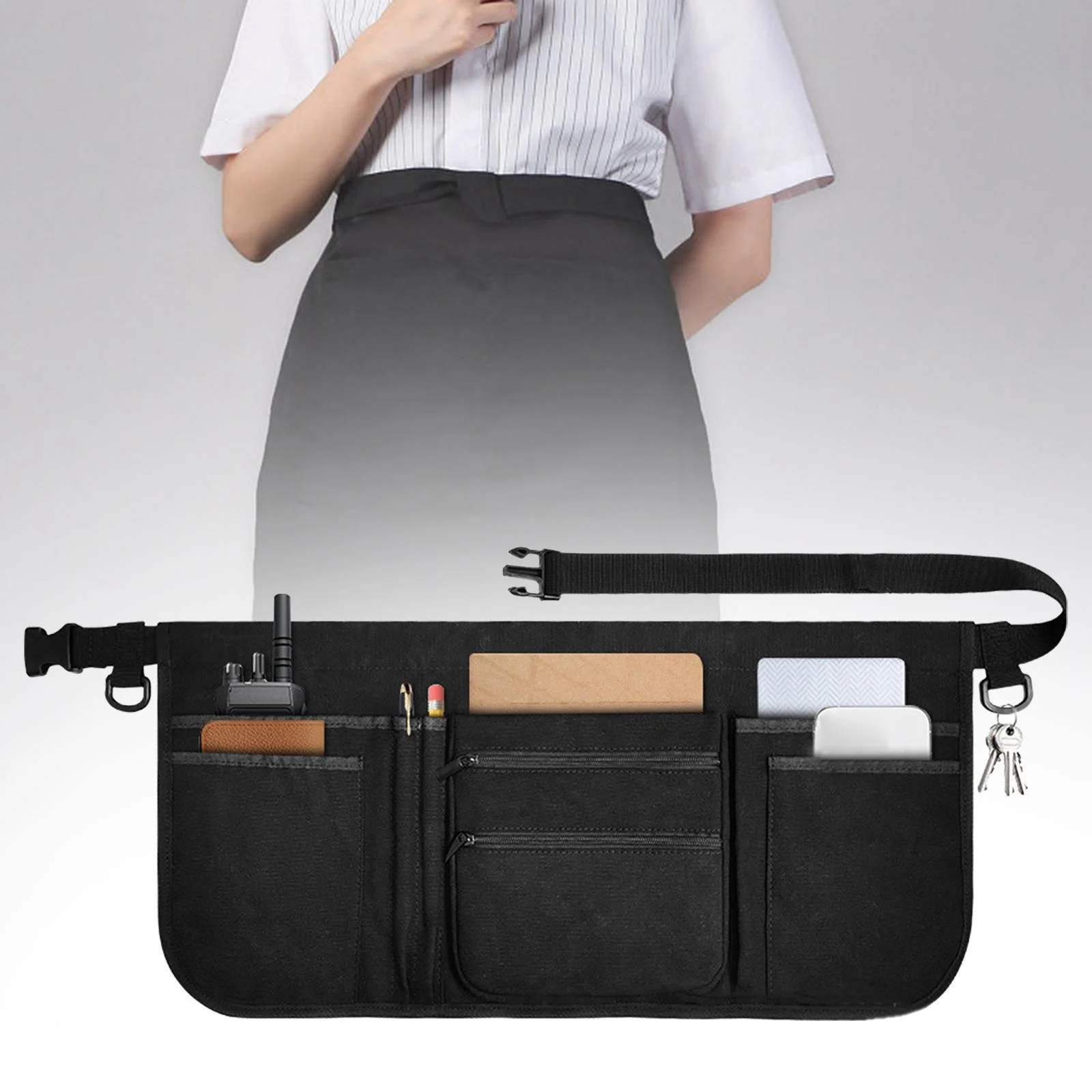 kowaku Restaurant Waiter Apron Tool Aprons Waist Money Pouch with Multiple Pockets Waitress Accessories Waitress Apron for Carpenter