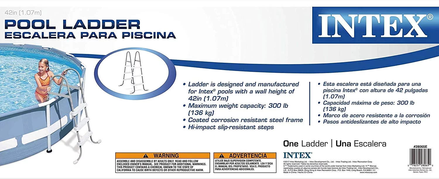 Intex Steel Frame Above Ground Swimming Pool Ladder for 42