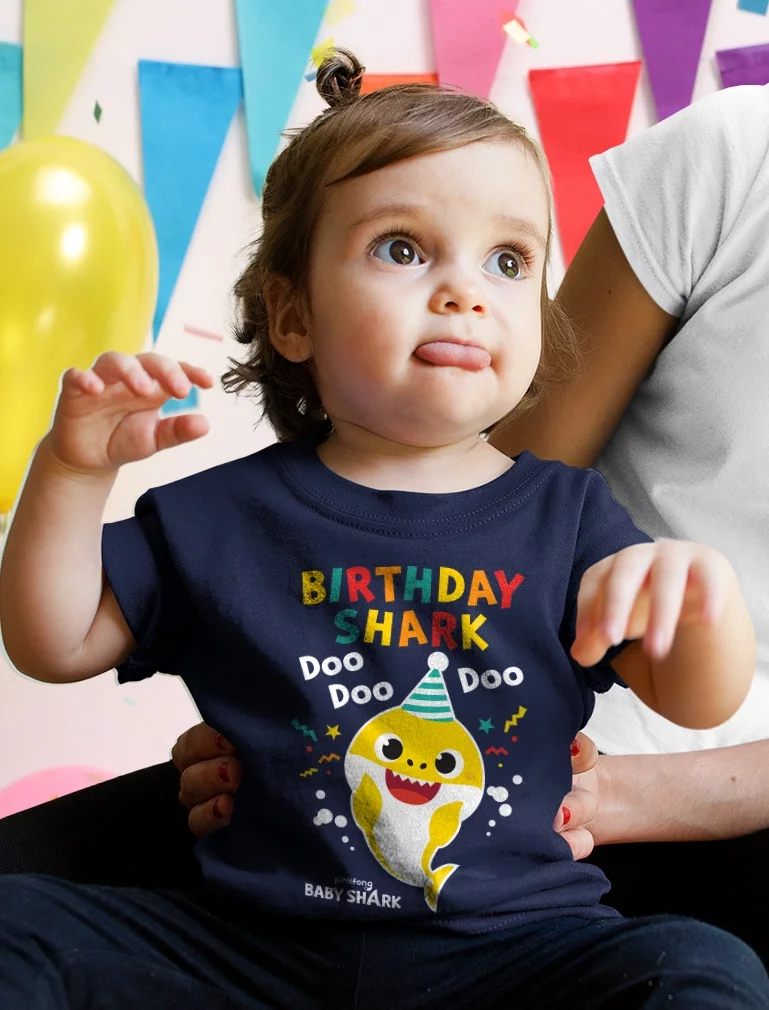 Baby Shark Themed Birthday T-Shirt for Toddlers: Fun & Comfy - Perfect for Shark-Loving Boys and Girls' Birthday Celebrations 2T Navy